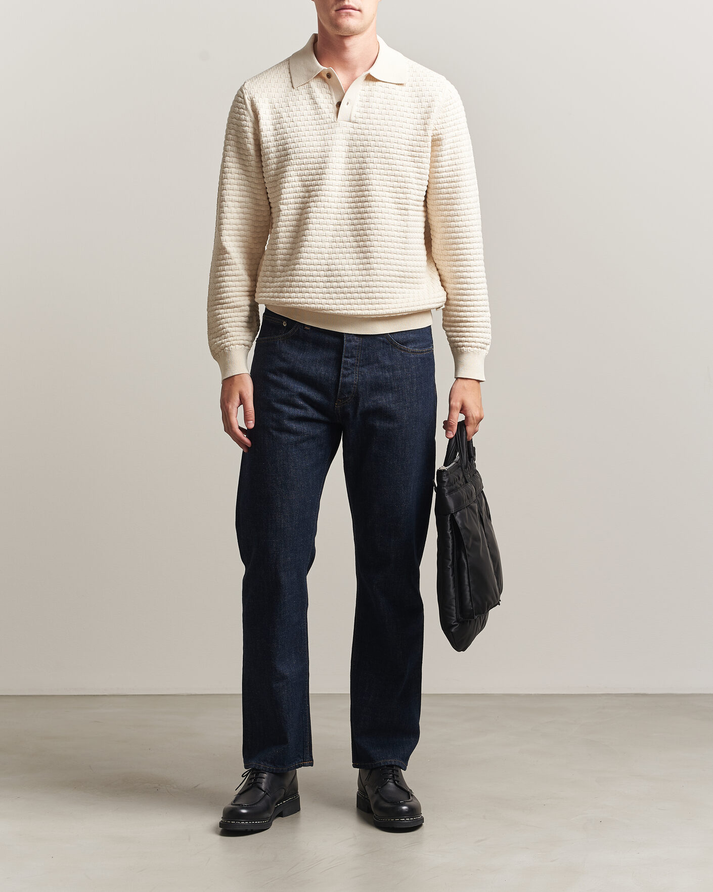 Herren | Pullover | LES DEUX | Billy Weave Knitted Polo Light Ivory