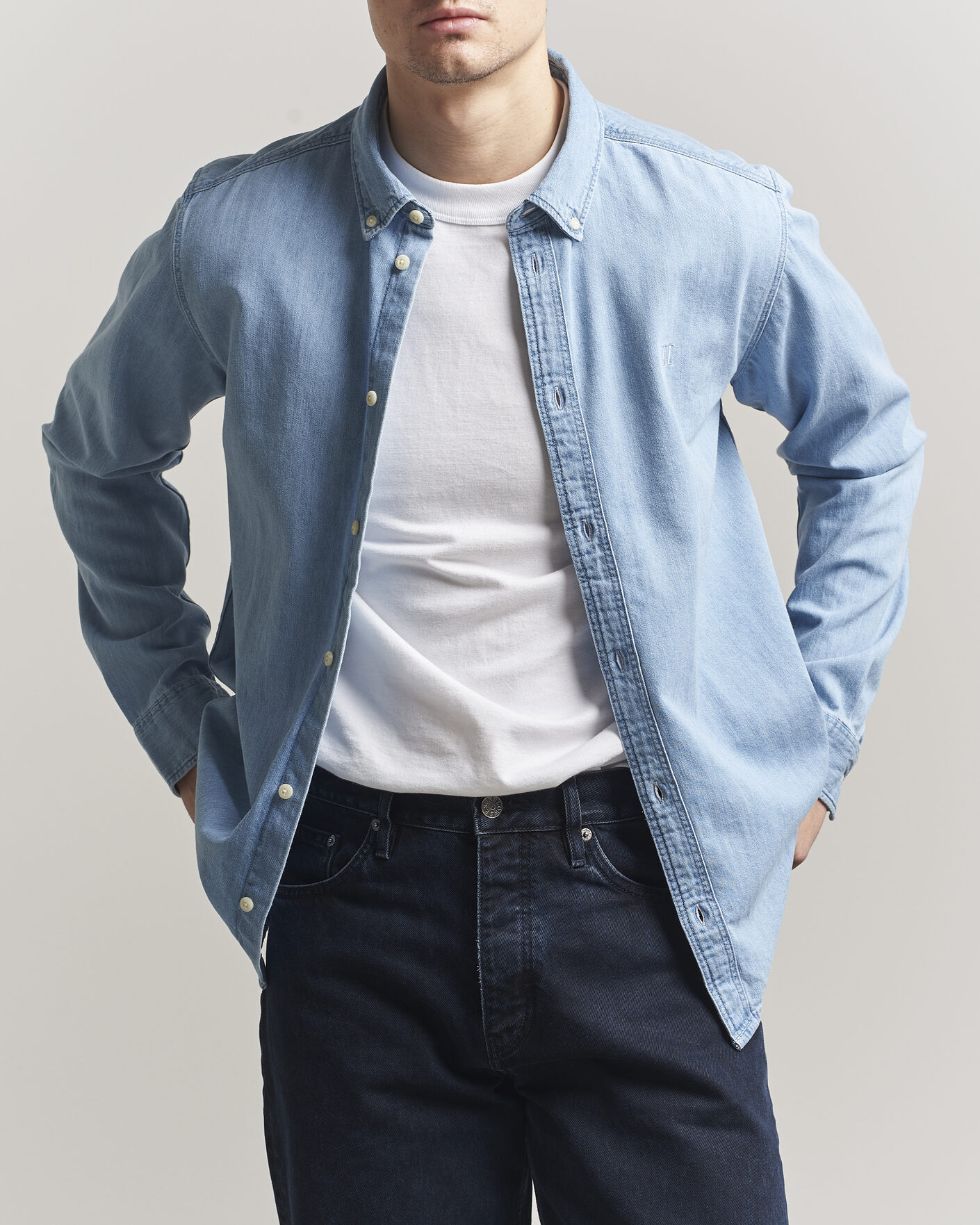 Herren | Hemden | LES DEUX | Konrad Denim Shirt Light Indigo Wash