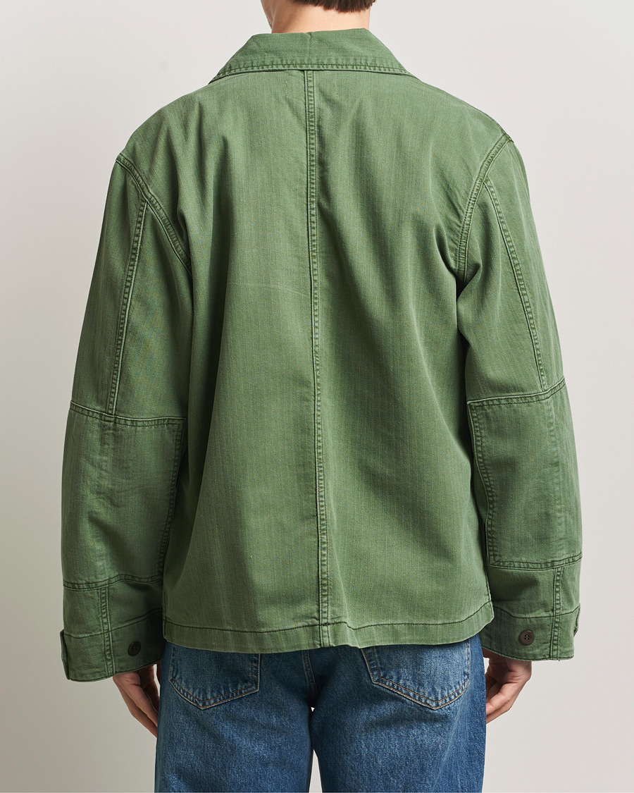 Herren | Jacken | Jeanerica | Luc Herringbone Shirt Jacket Chevron Green
