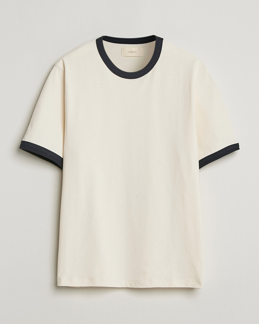 Herren | T-Shirts | Jeanerica | Ringer Crew Neck T-Shirt Off White