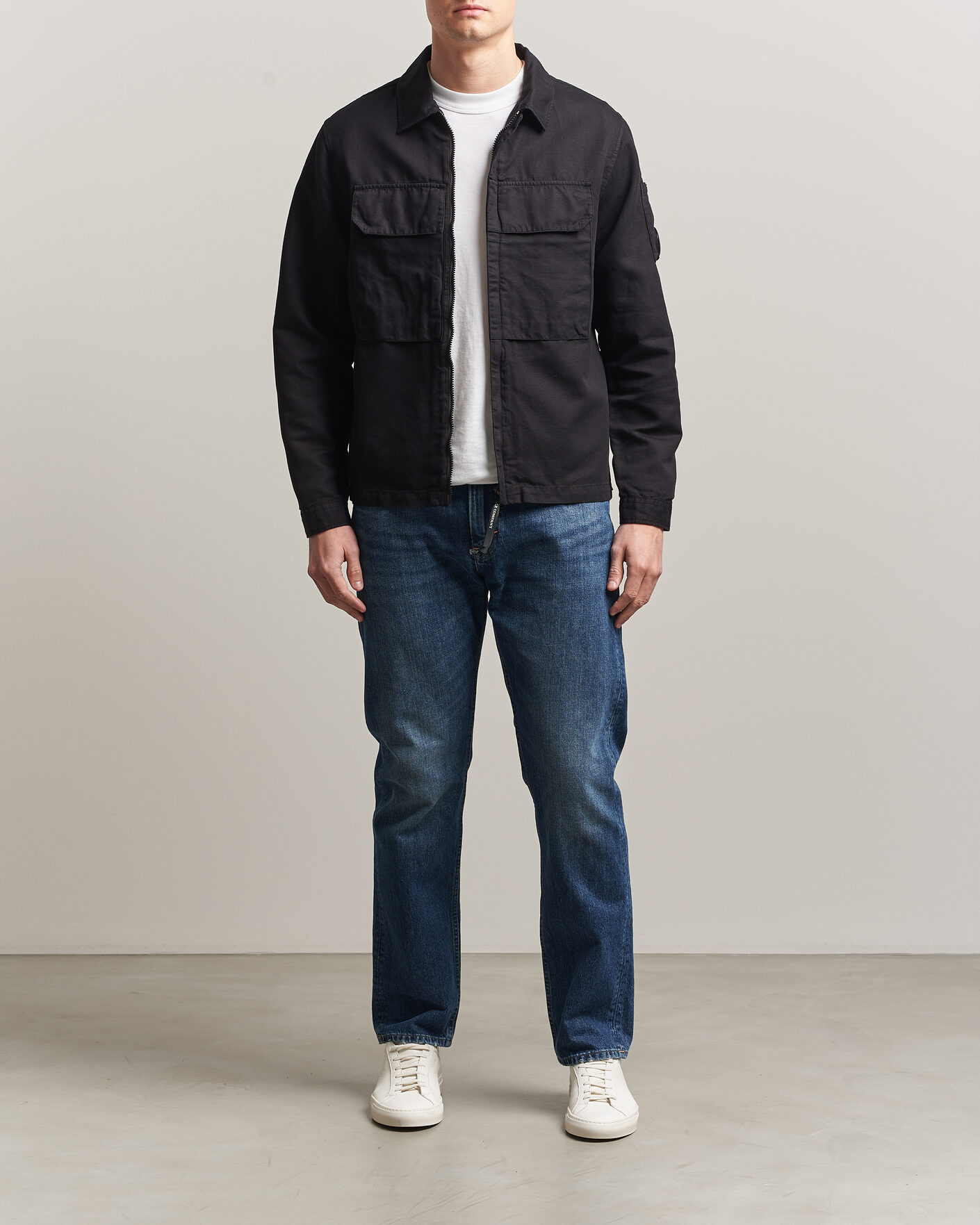 Herren | Hemden | C.P. Company | Cotton/Linen Zip Overshirt Black