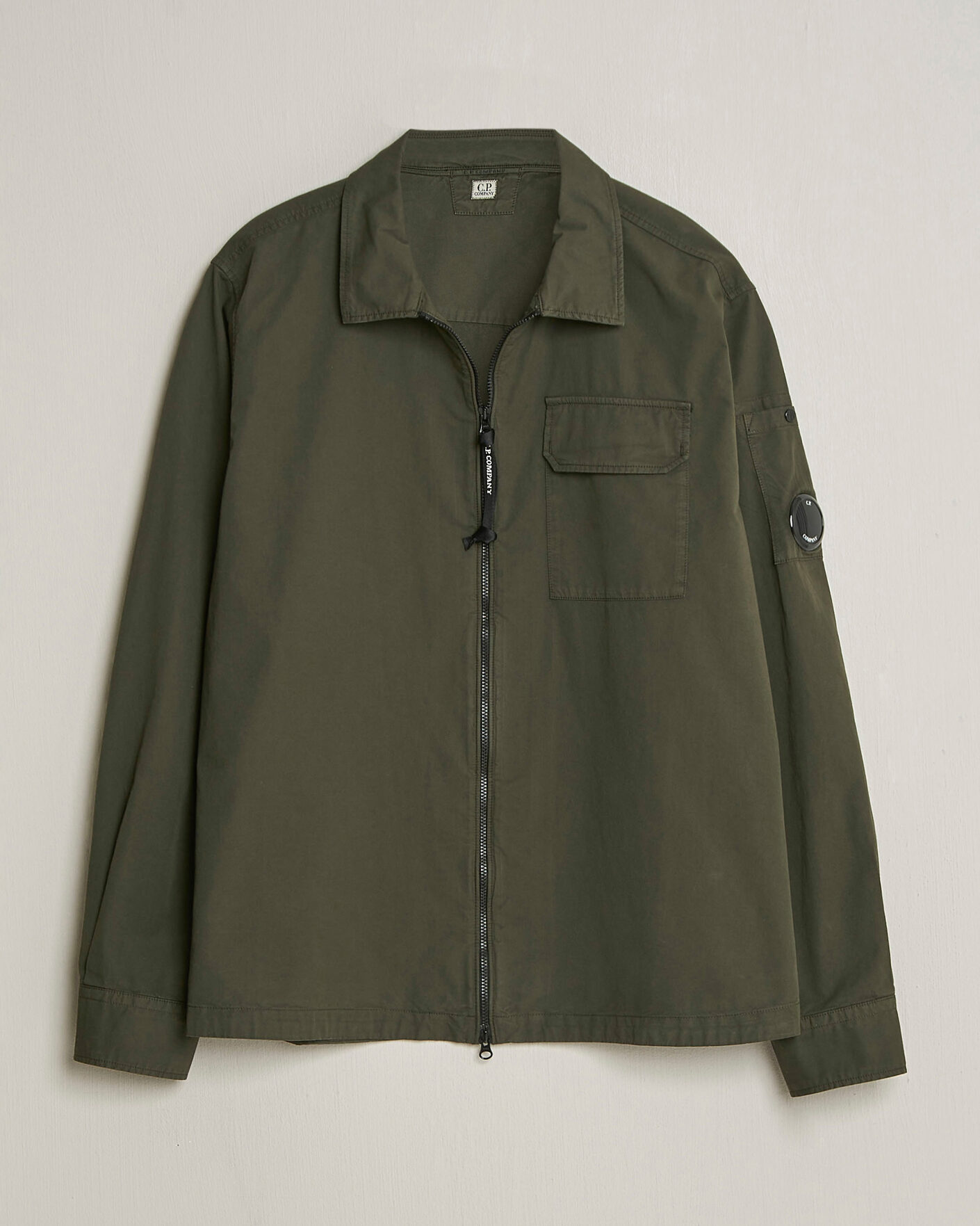 Herren | Hemden | C.P. Company | Garment Dyed Gabardine Zip Overshirt Dark Green