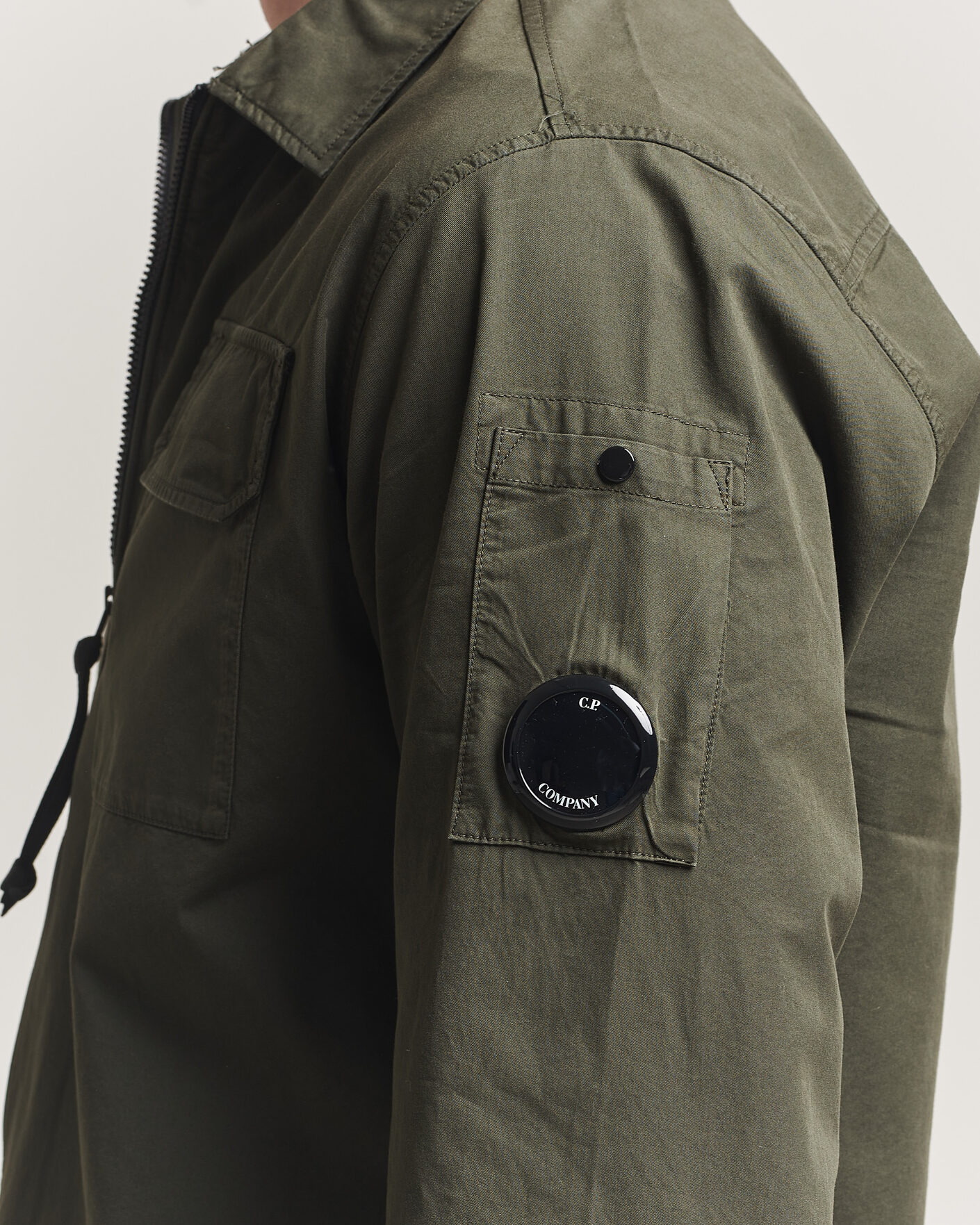 Herren | Hemden | C.P. Company | Garment Dyed Gabardine Zip Overshirt Dark Green