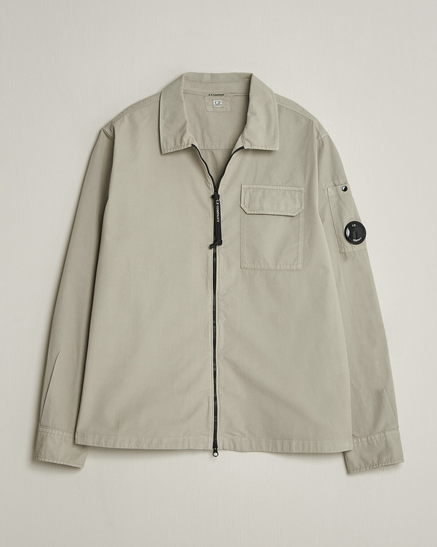 Herren | Hemden | C.P. Company | Garment Dyed Gabardine Zip Overshirt Light Grey