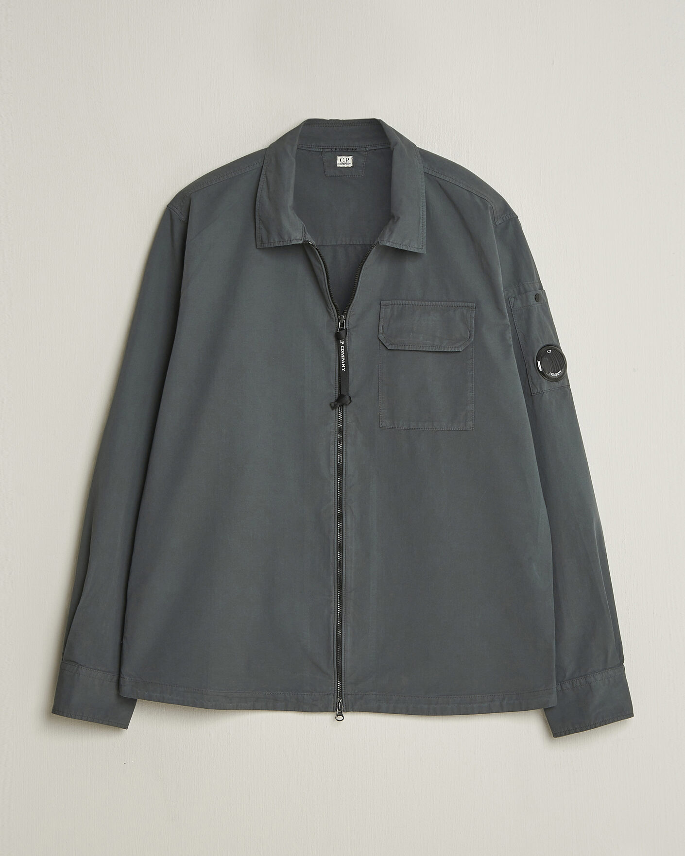 Herren | Hemden | C.P. Company | Garment Dyed Gabardine Zip Overshirt Dark Grey