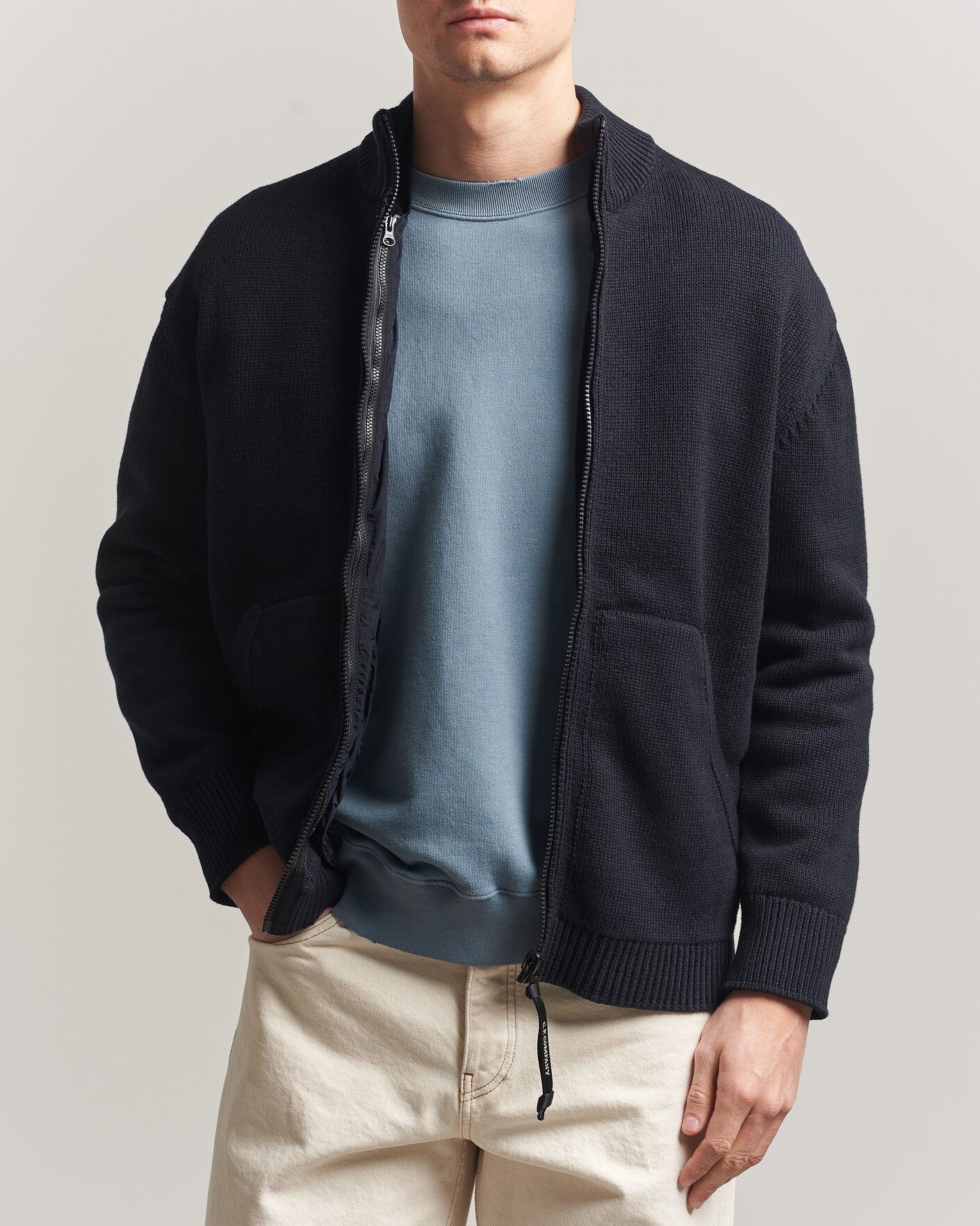 Herren | Pullover | C.P. Company | Cotton Mix 2 in 1 Knitted Sweater Navy
