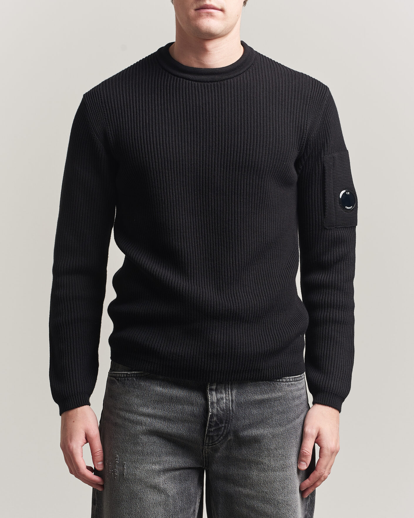Herren | Pullover | C.P. Company | Sea Island Knitted Cotton Crewneck Black