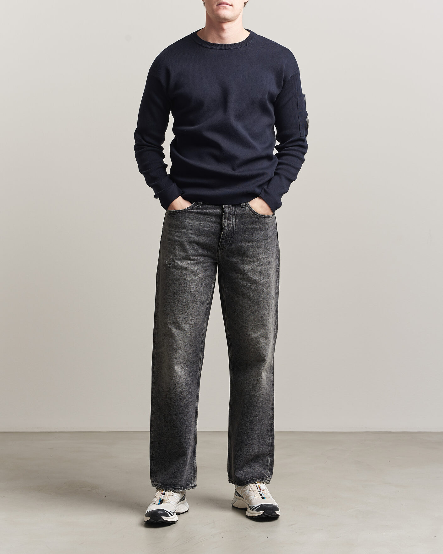 Herren | Pullover | C.P. Company | Sea Island Fine Knit Cotton Lens Crewneck Navy