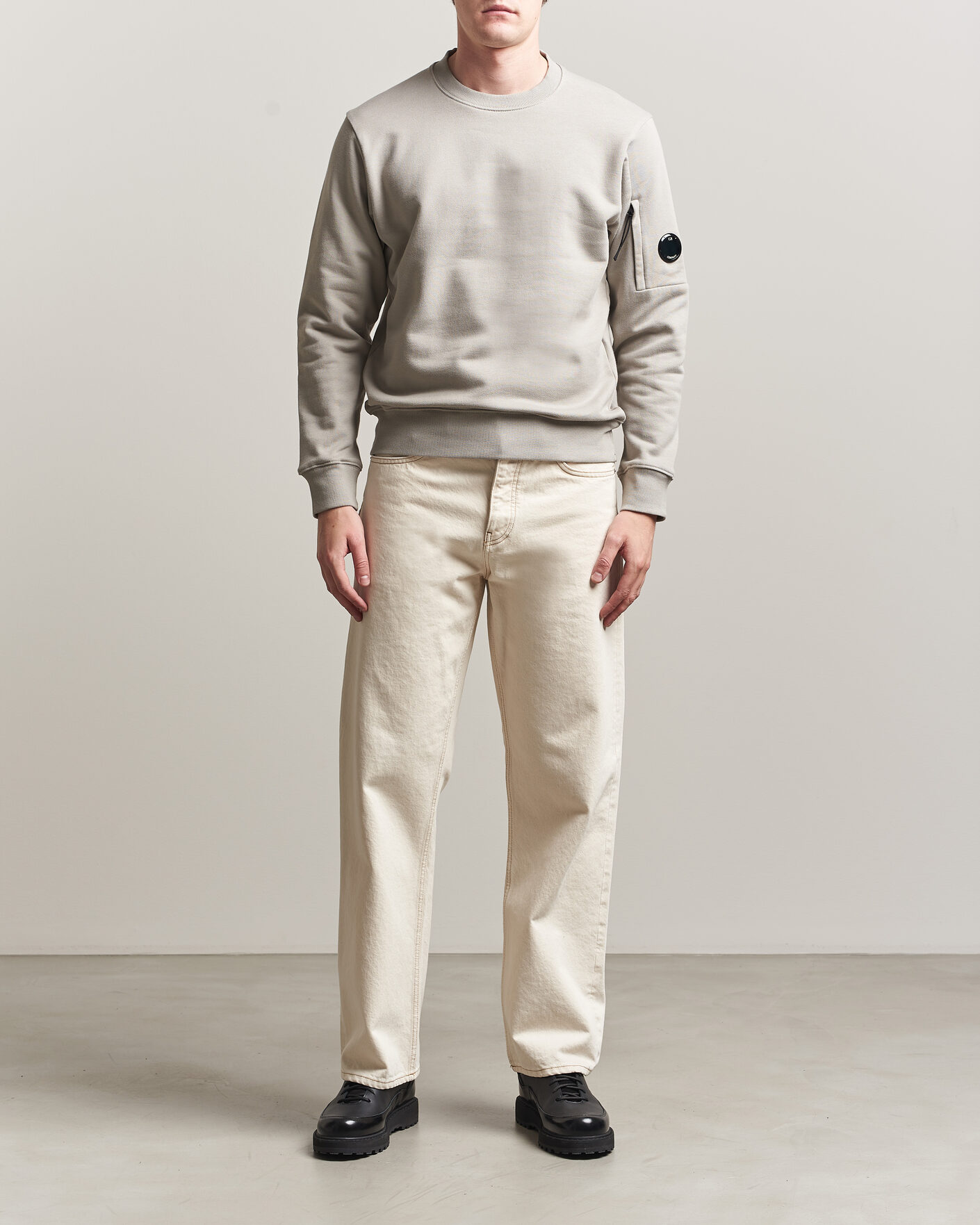 Herren | Pullover | C.P. Company | Diagonal Raised Fleece Lens Sweatshirt Light Grey