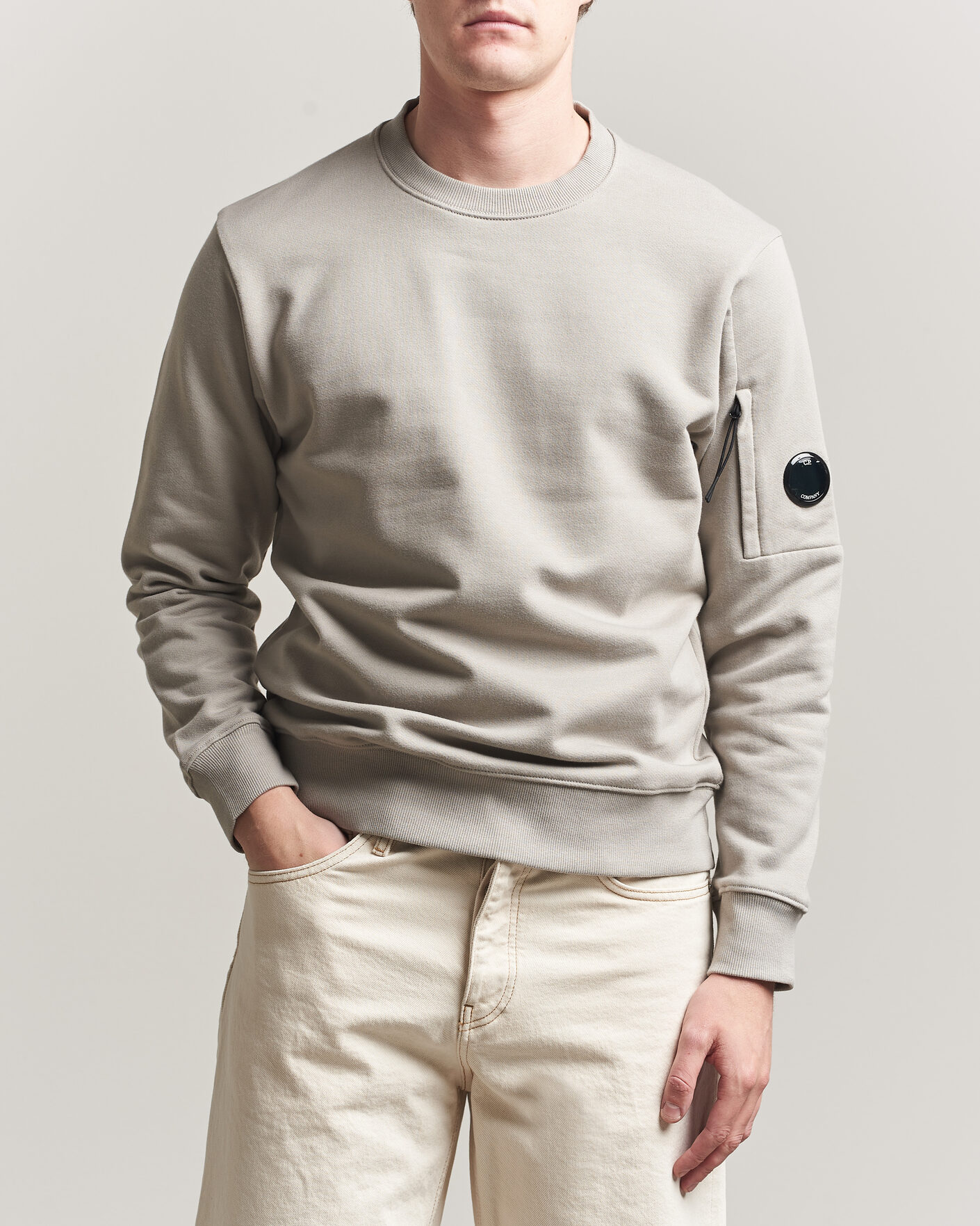 Herren | Pullover | C.P. Company | Diagonal Raised Fleece Lens Sweatshirt Light Grey