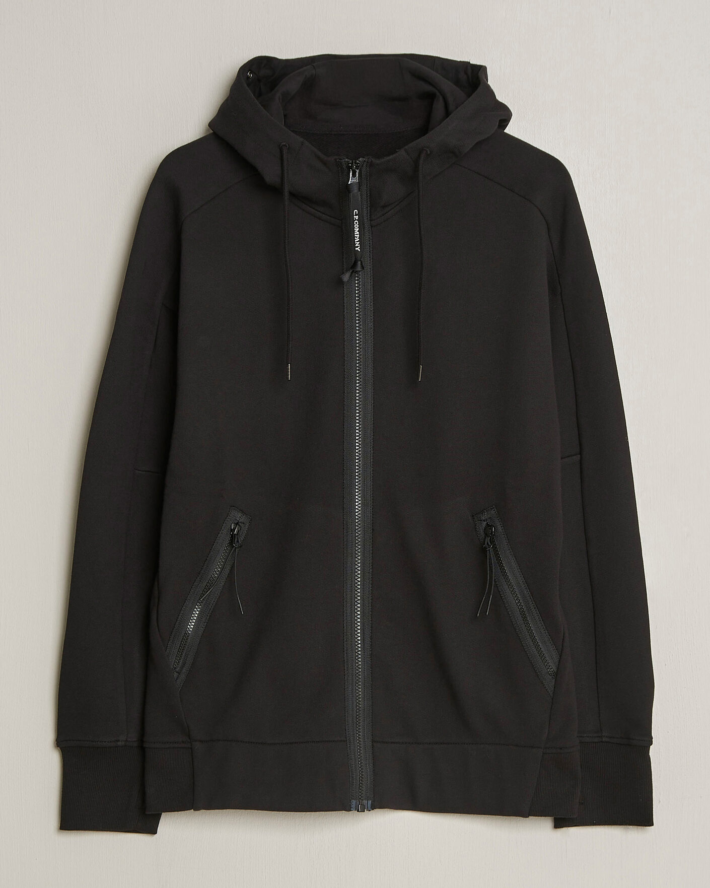 Herren | Pullover | C.P. Company | Diagonal Raised Fleece Full Zip Goggle Hoodie Black