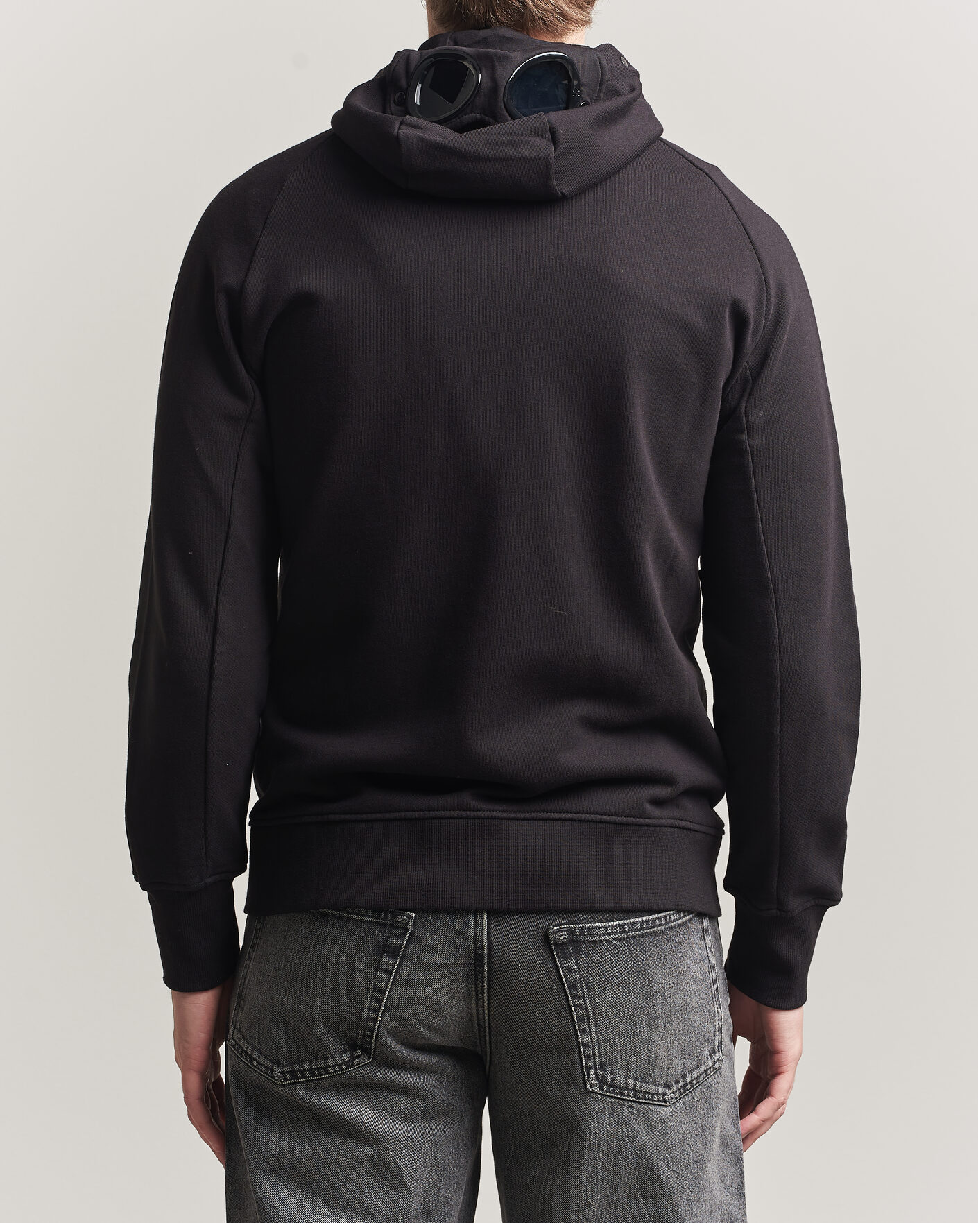 Herren | Pullover | C.P. Company | Diagonal Raised Fleece Full Zip Goggle Hoodie Black