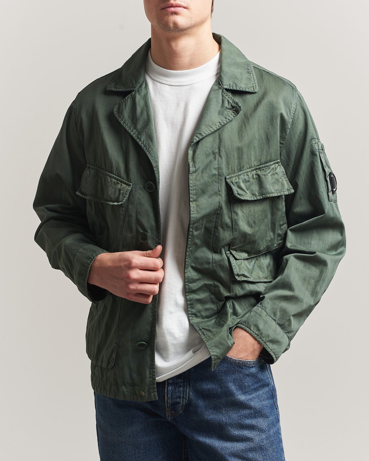 Herren | Jacken | C.P. Company | Raso Cinque Cotton Nylon Jungle Jacket Dark Green