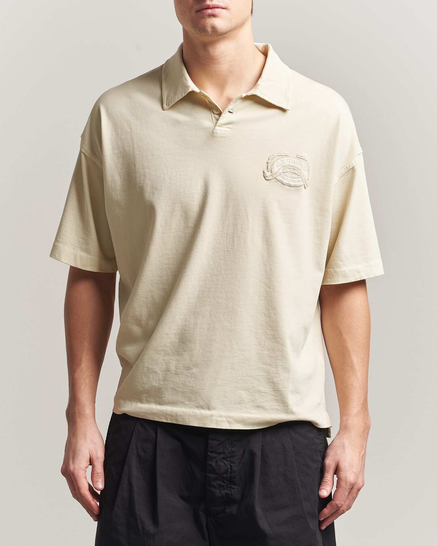 Herren | Poloshirts | C.P. Company | Boxy Fit Cotton Logo Polo Cream