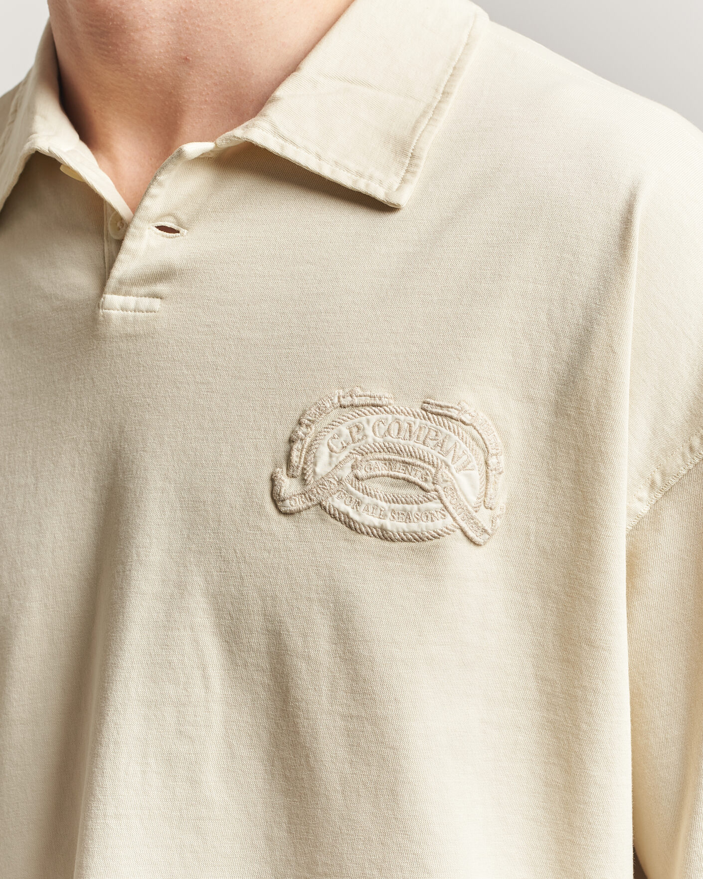 Herren | Poloshirts | C.P. Company | Boxy Fit Cotton Logo Polo Cream