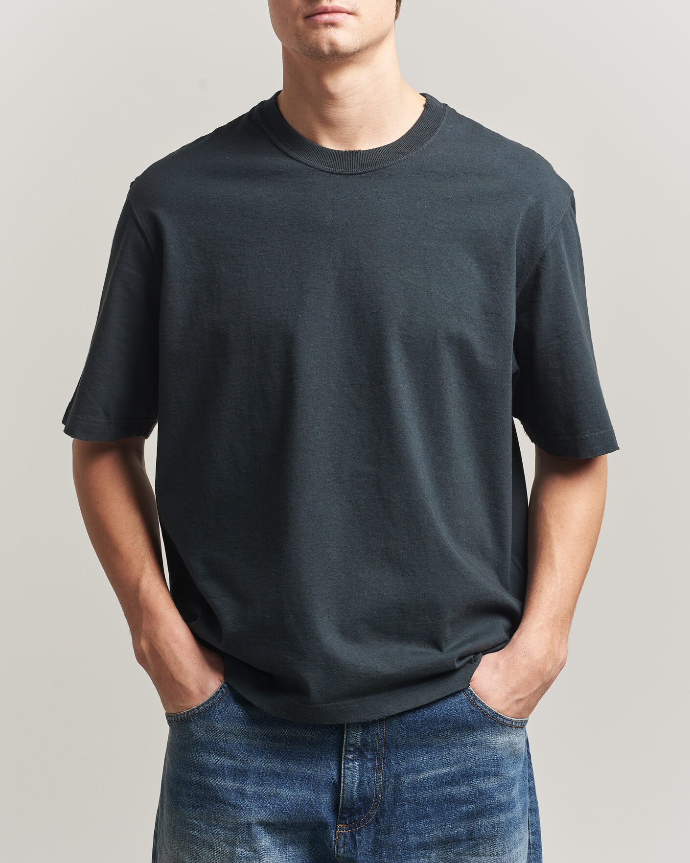 Herren | T-Shirts | Golden Goose | Relaxed Fit Cotton T-Shirt Washed Black