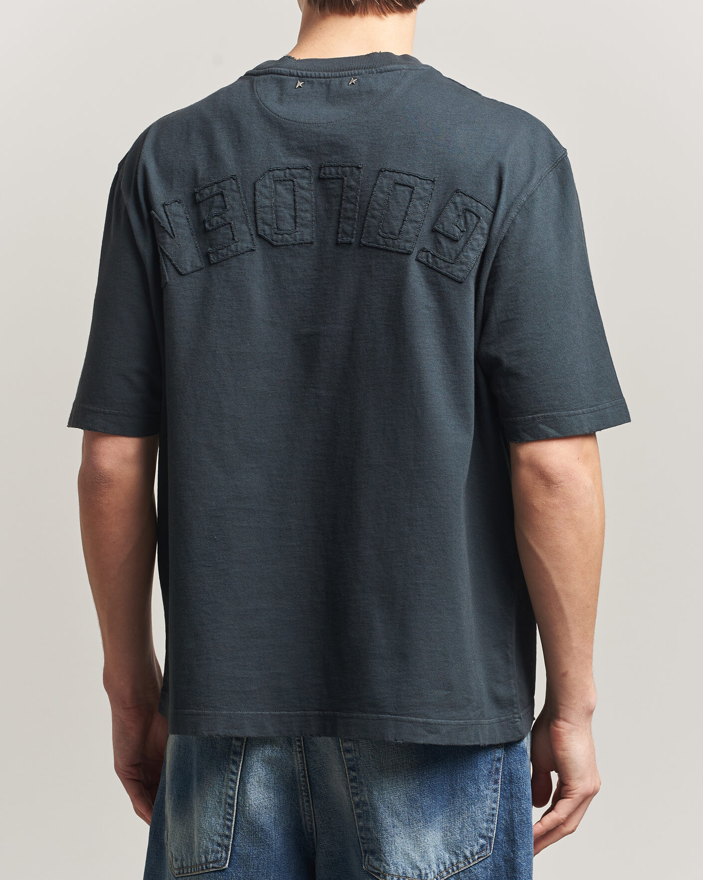 Herren | T-Shirts | Golden Goose | Relaxed Fit Cotton T-Shirt Washed Black