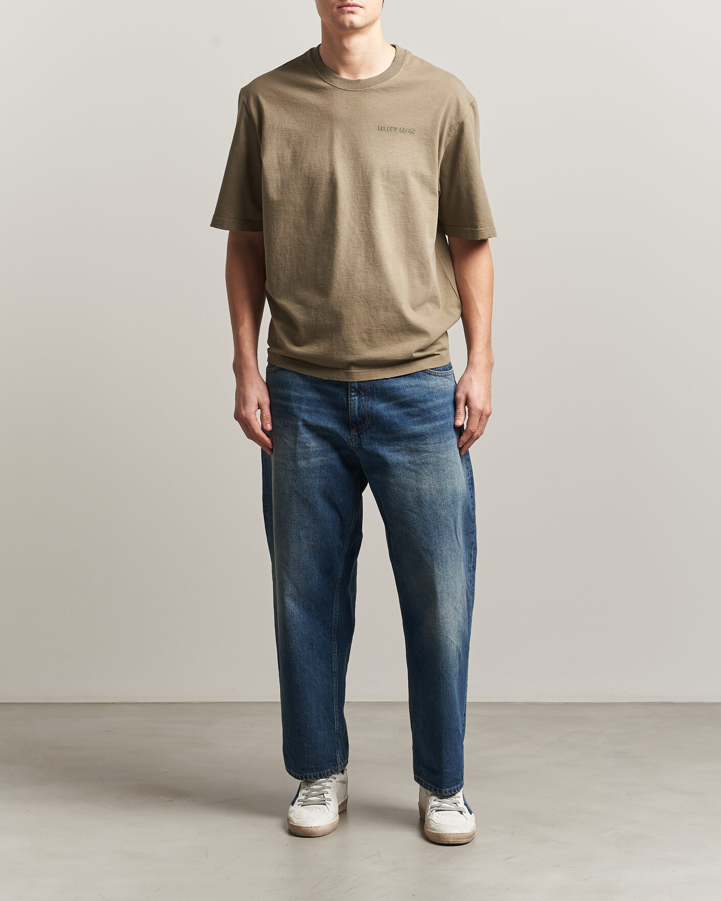 Herren | T-Shirts | Golden Goose | Journey Dyed Cotton T-Shirt Washed Beige