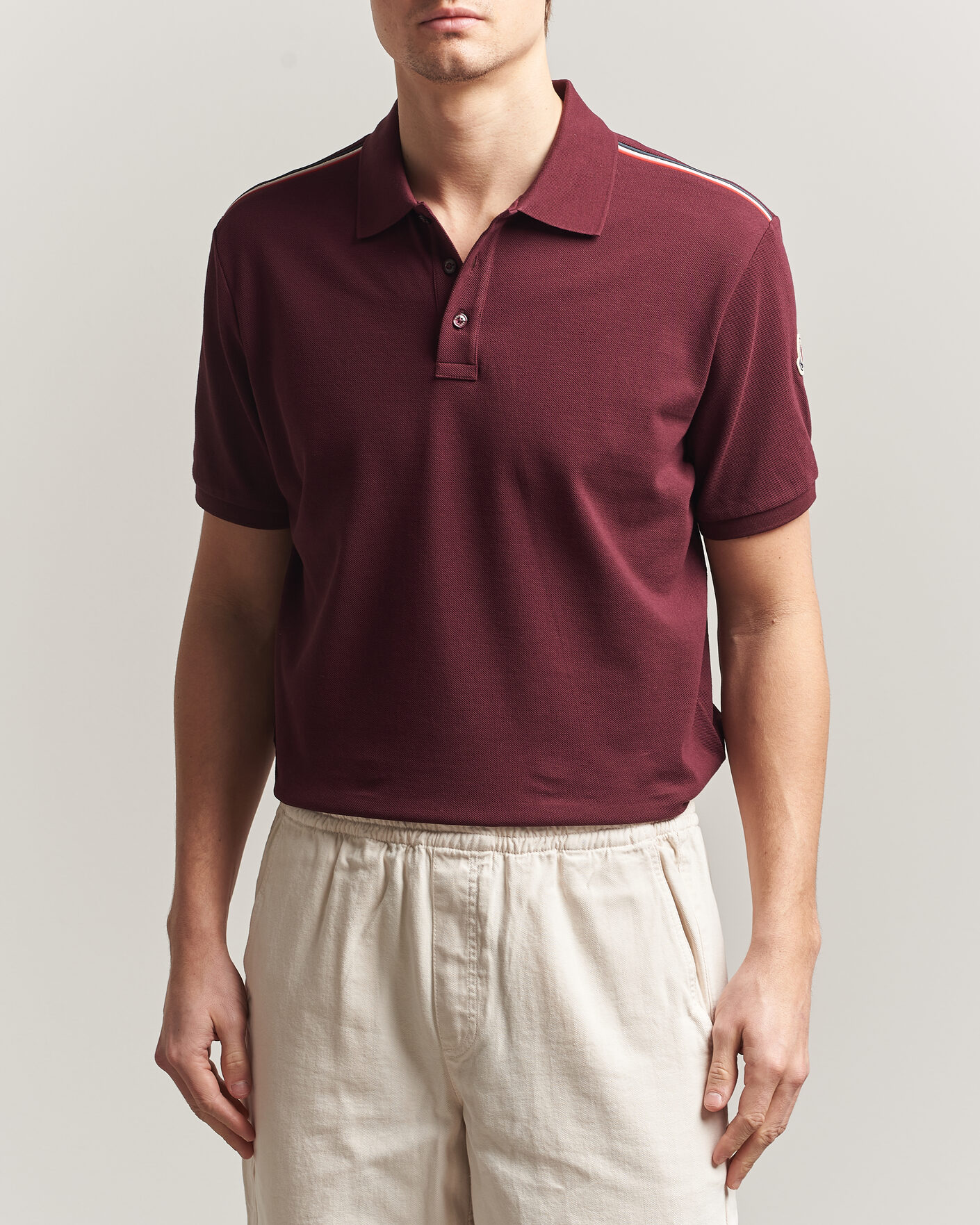 Herren | Poloshirts | Moncler | Tricolore Shoulder Polo Burgundy