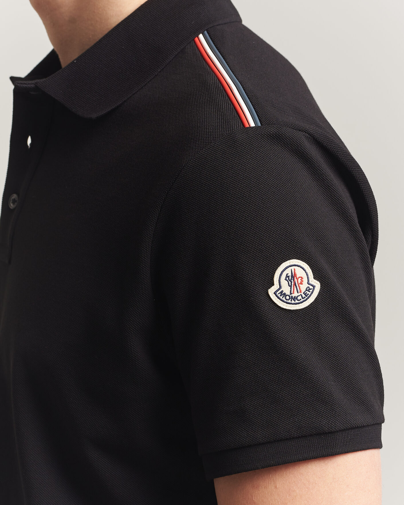 Herren | Poloshirts | Moncler | Tricolore Shoulder Polo Black