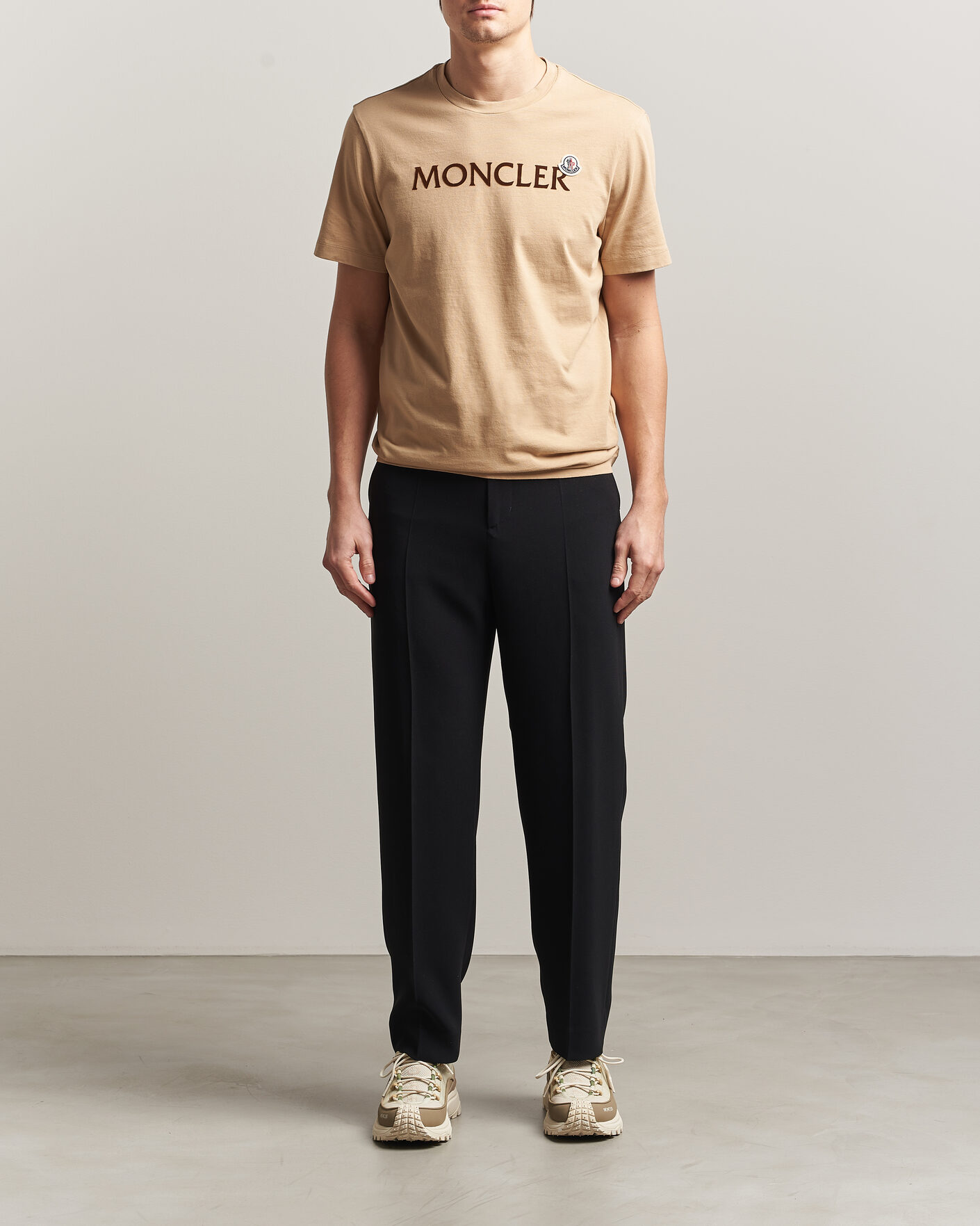 Herren | T-Shirts | Moncler | Lettering Logo T-Shirt Beige