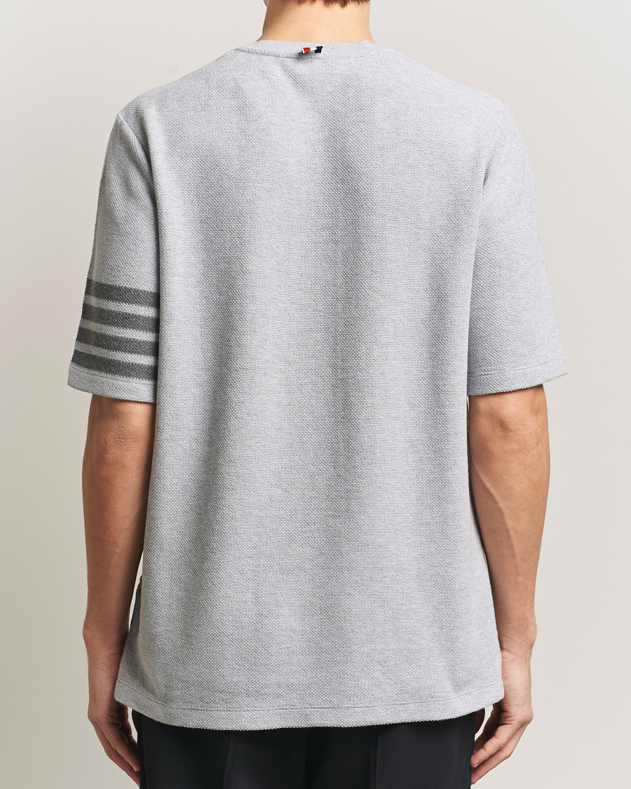 Herren | T-Shirts | Thom Browne | Textured Pique 4 Bar T-Shirt Pale Grey