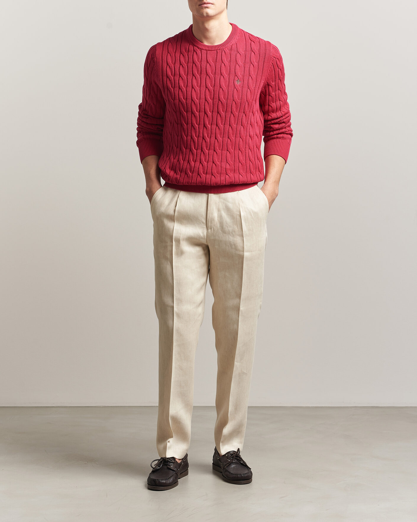 Herren | Pullover | Morris | Ethan Cable Oneck Red