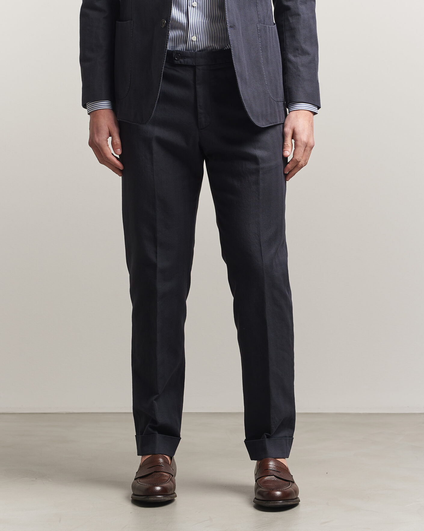 Herren | Hosen | Morris | Jack Herringbone Cotton Trousers Blue