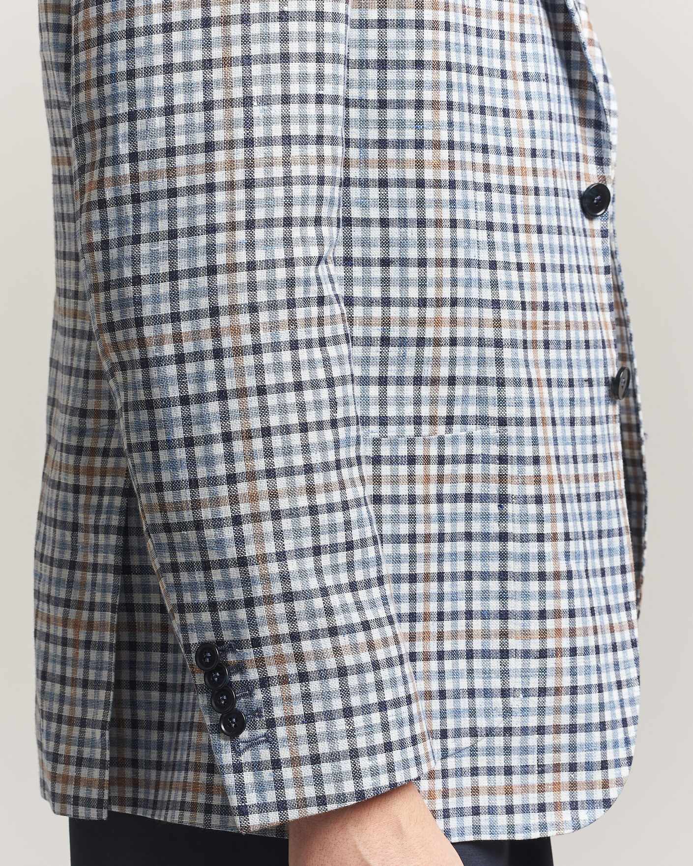 Herren | Sakkos | Morris | Linen Cotton Checked Blazer Blue