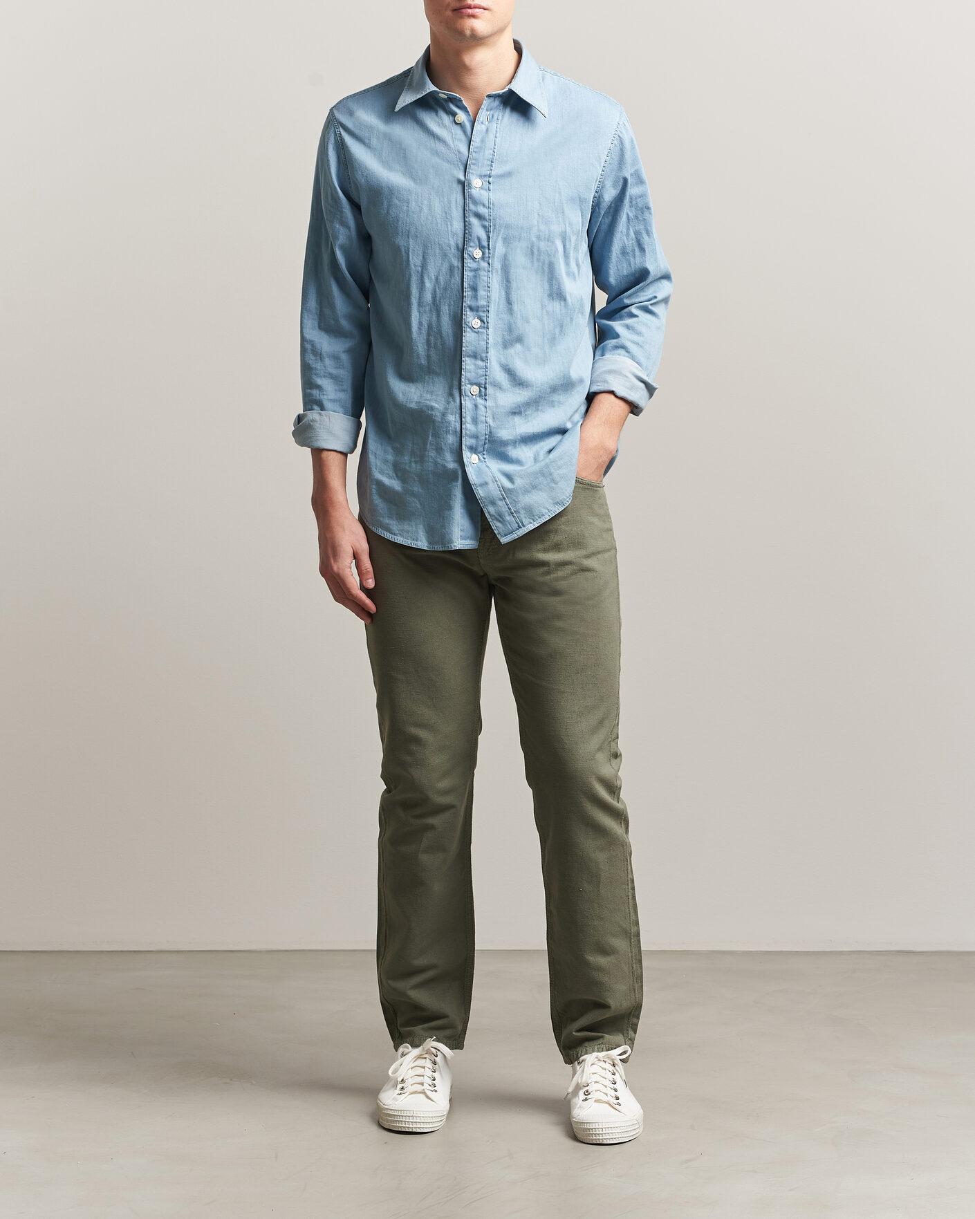 Herren | Hosen | Morris | James Washed Linen 5-Pocket Pants Olive