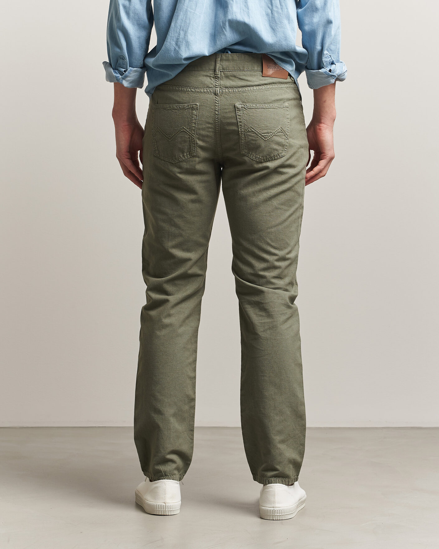 Herren | Hosen | Morris | James Washed Linen 5-Pocket Pants Olive