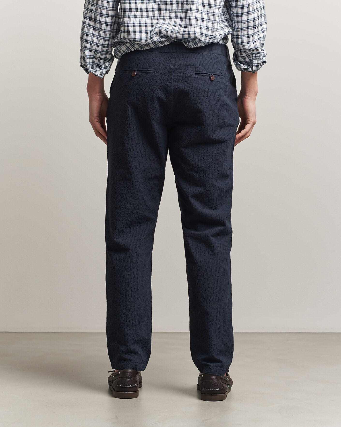 Herren | Hosen | Morris | Fenix Seersucker Trousers Dark Blue
