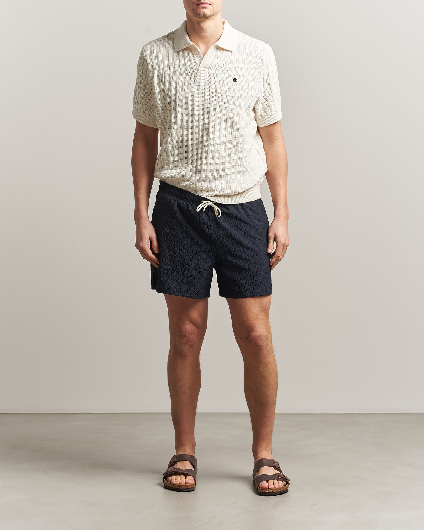 Herren | Badehosen | Morris | Seersucker Bathing Trunks Dark Blue