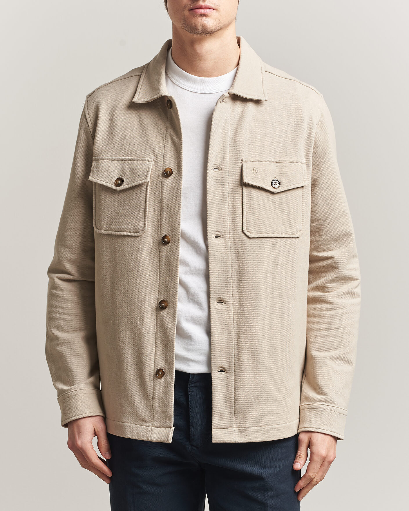 Herren | Hemden | Morris | Andrew Jersey Overshirt Khaki