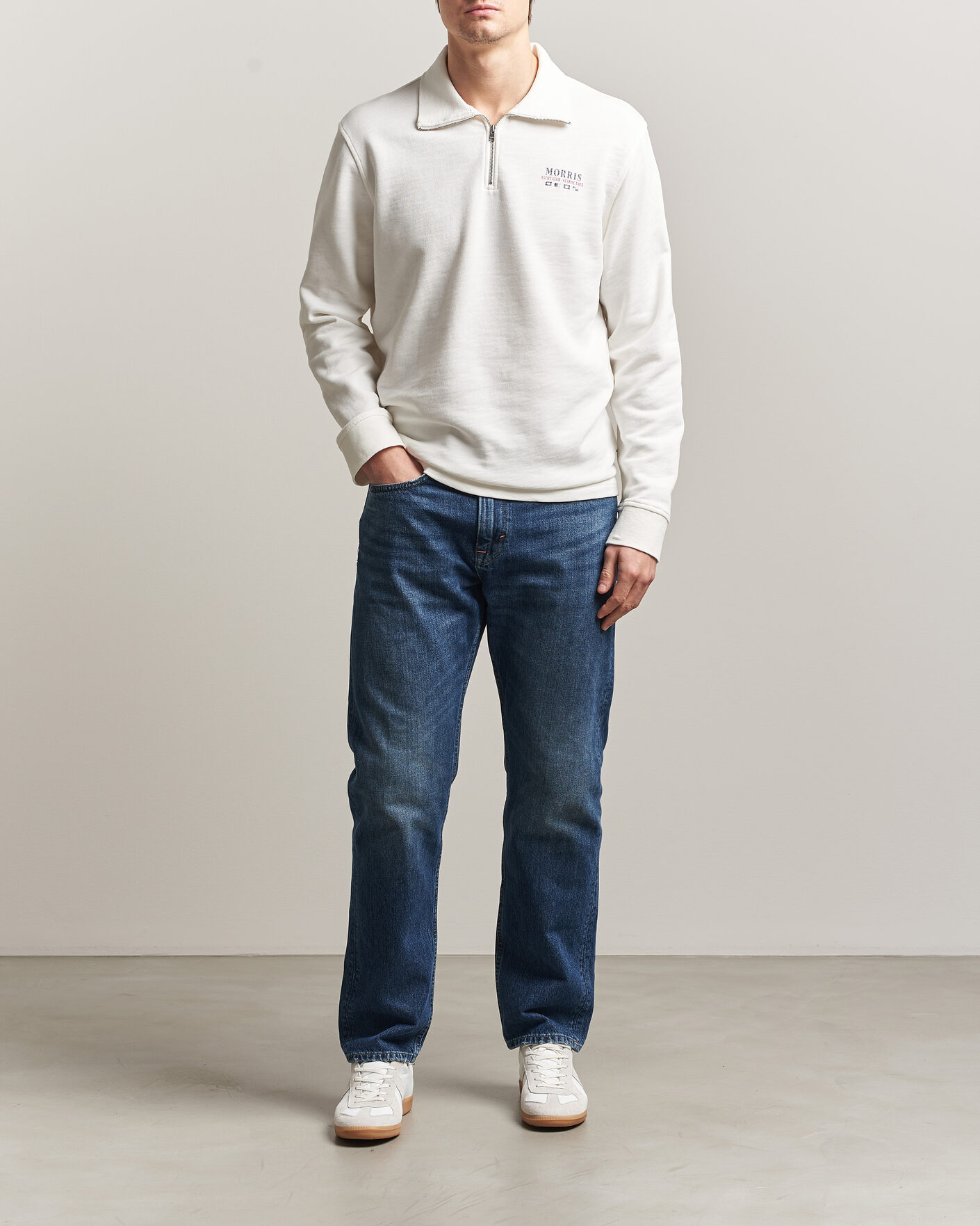 Herren | Pullover | Morris | Northcott Slub Half-Zip White