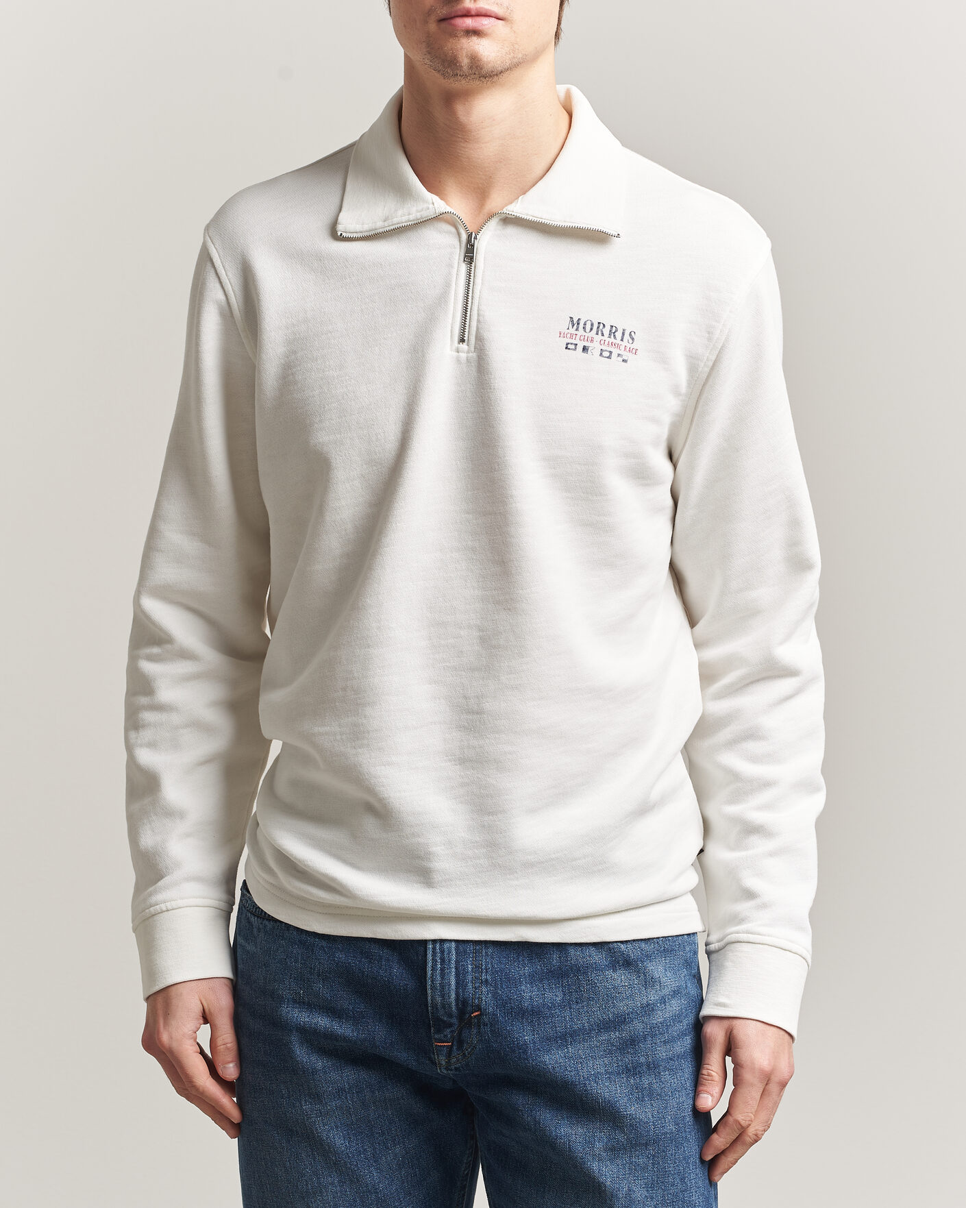 Herren | Pullover | Morris | Northcott Slub Half-Zip White