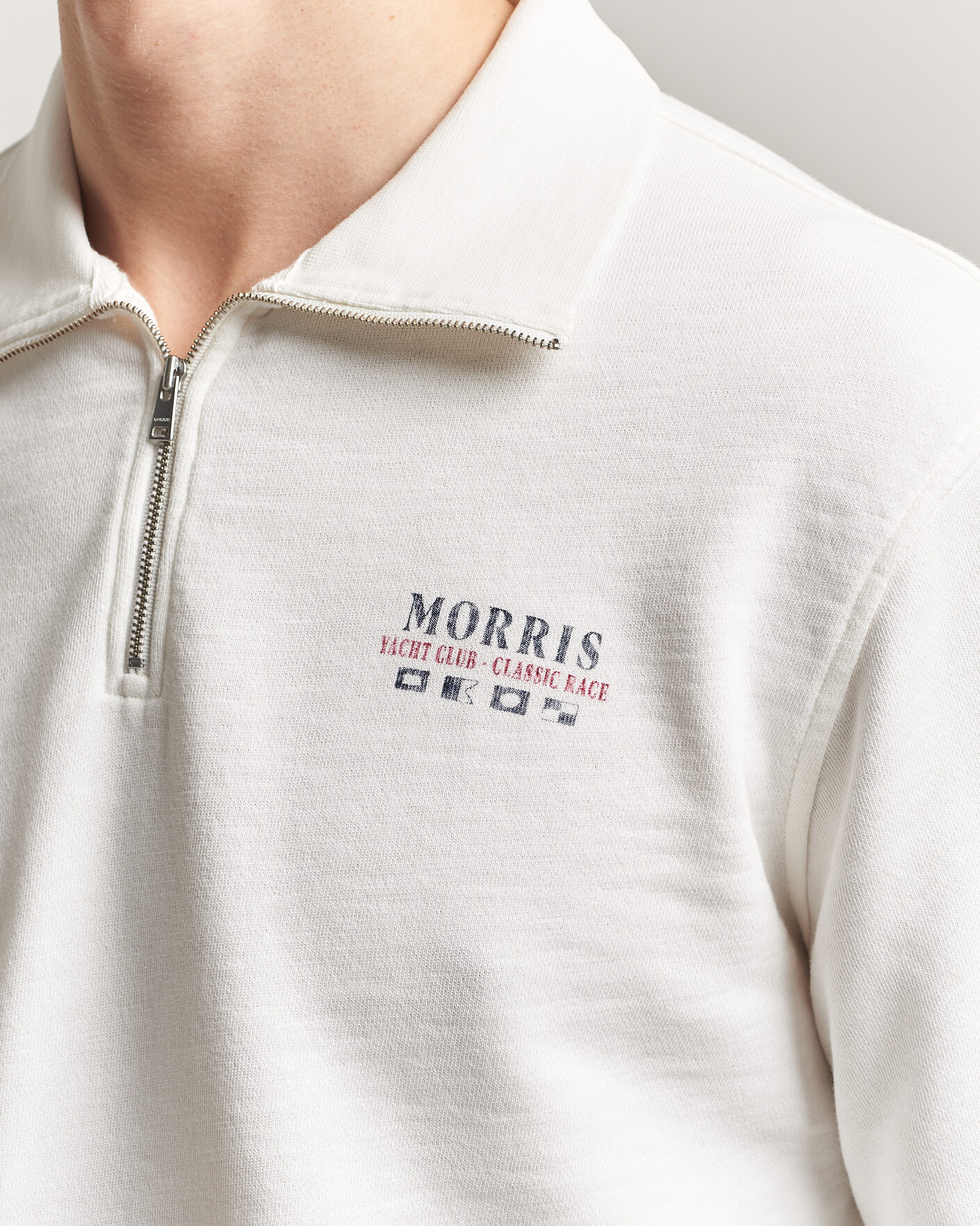 Herren | Pullover | Morris | Northcott Slub Half-Zip White