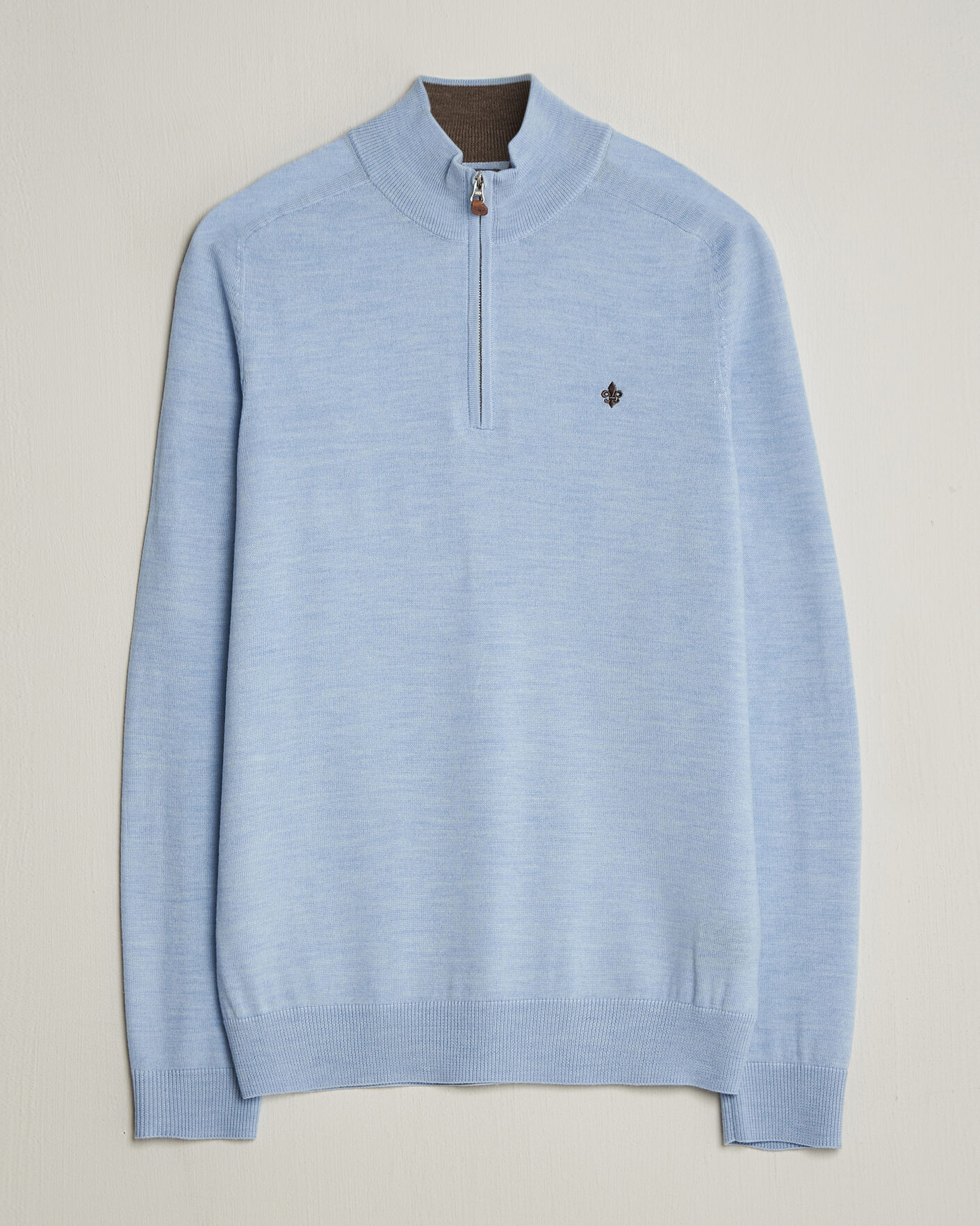 Herren | Pullover | Morris | John Merino Half-Zip Light Blue