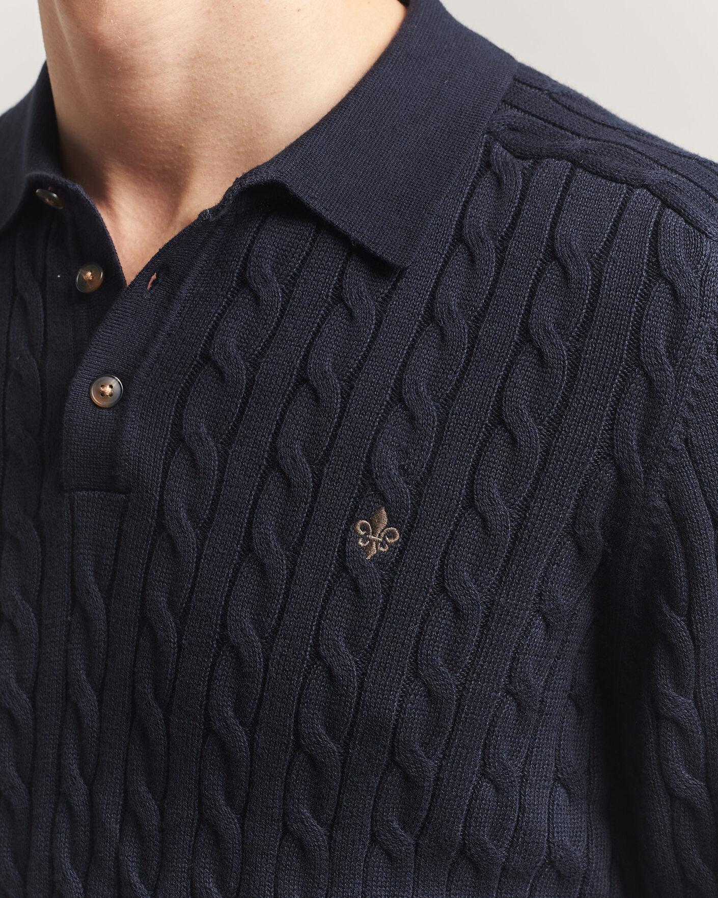 Herren | Pullover | Morris | Lancaster Cable Polo Navy