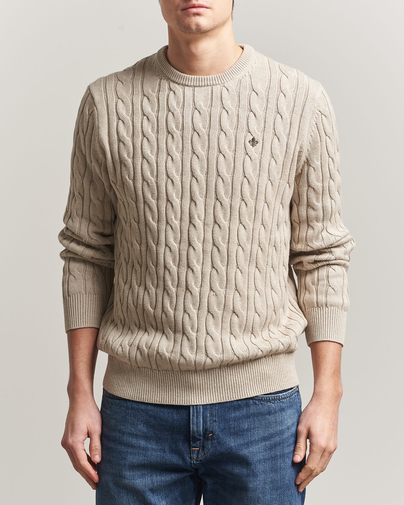 Herren | Pullover | Morris | Ethan Cable Oneck Khaki