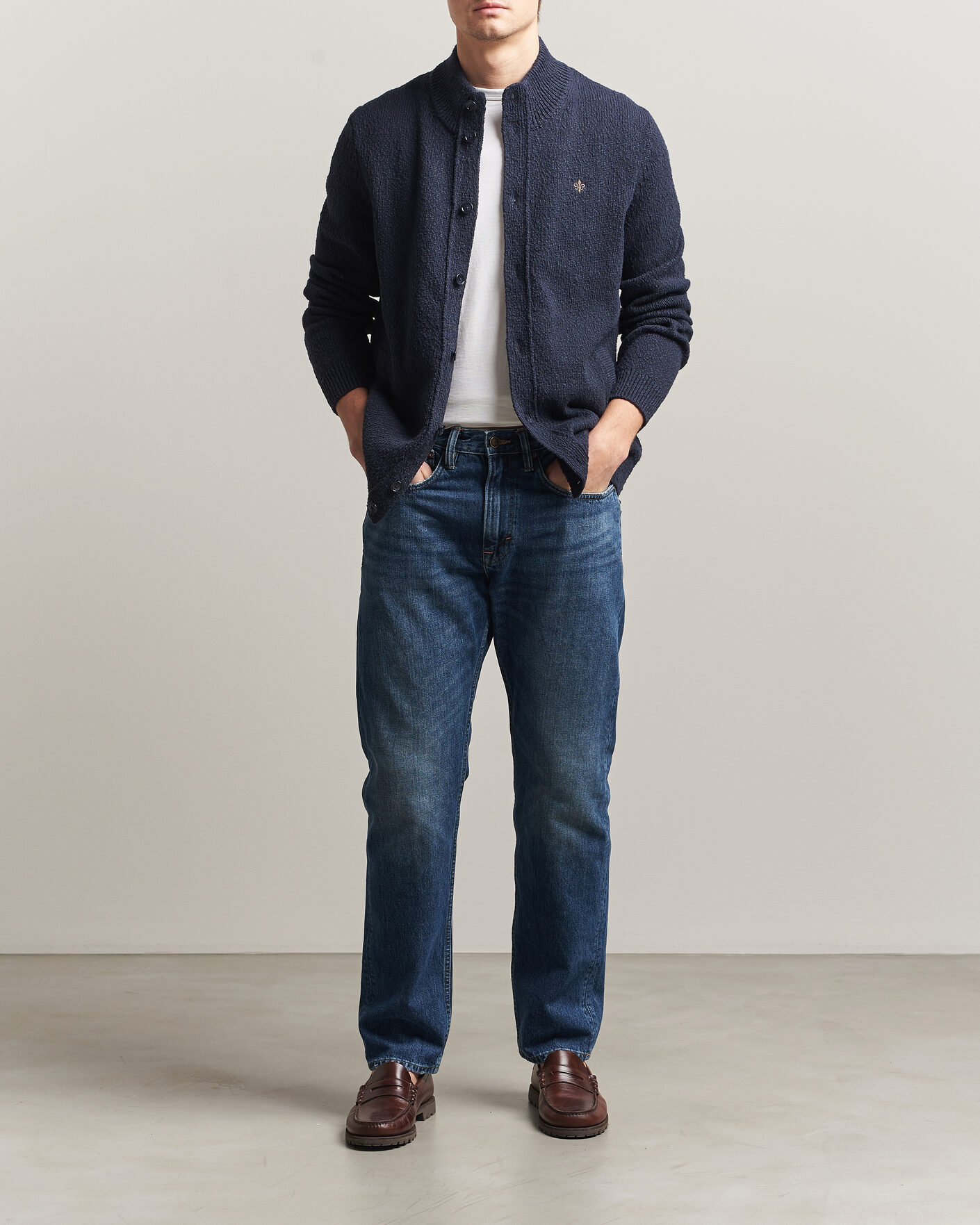 Herren | Pullover | Morris | Windham Button Cardigan Navy