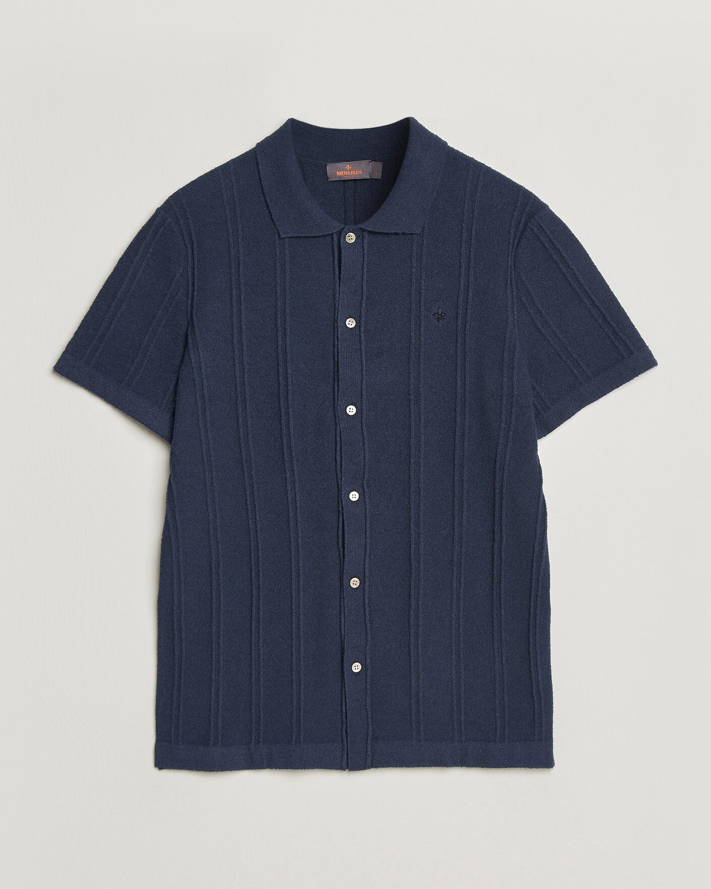 Herren | Hemden | Morris | Clayton Knitted Short Sleeve Shirt Dark Blue