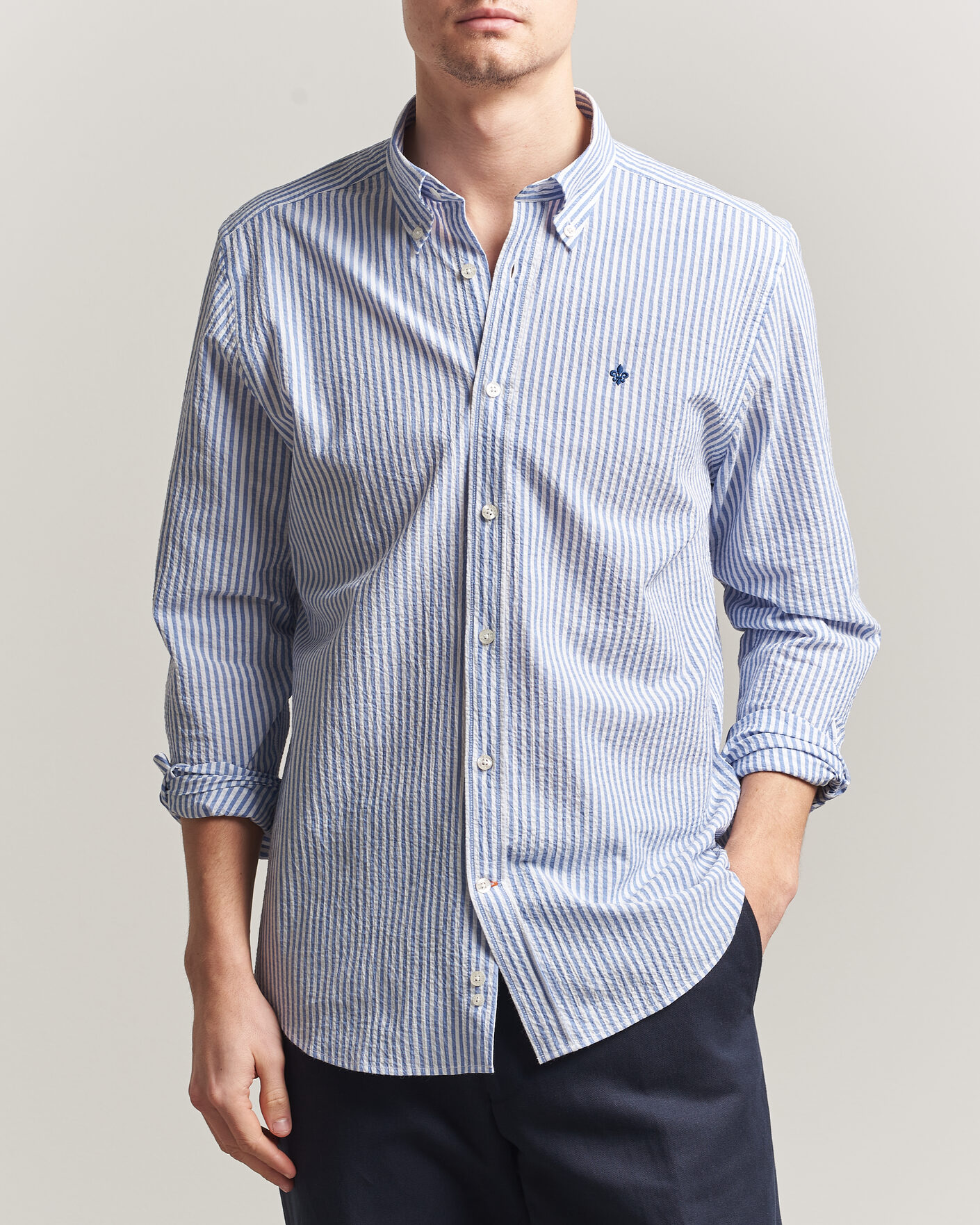 Herren | Hemden | Morris | Seersucker Shirt Blue