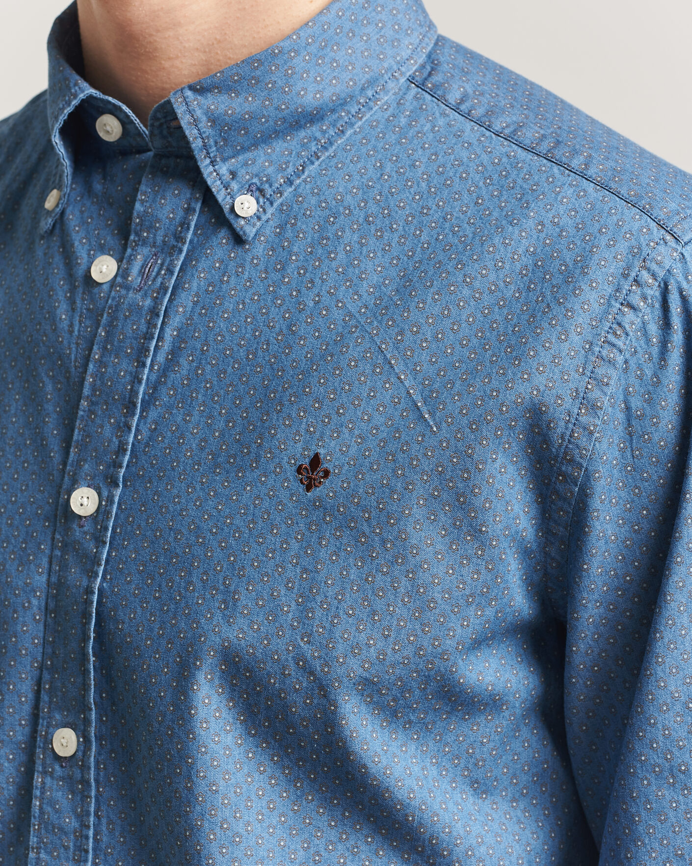 Herren | Hemden | Morris | Denim Printed Shirt Blue