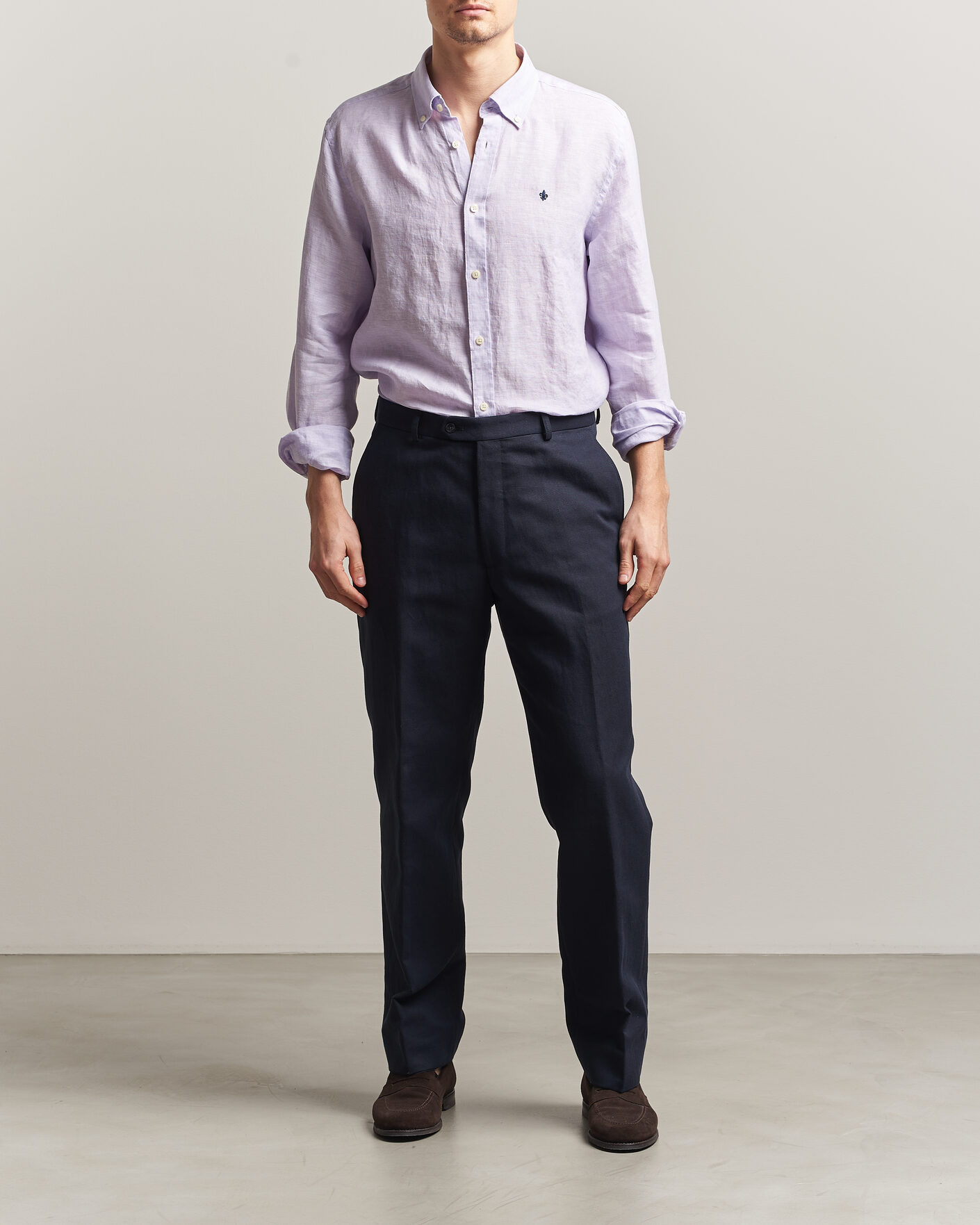Herren | Hemden | Morris | Douglas Button Down Linen Shirt Purple
