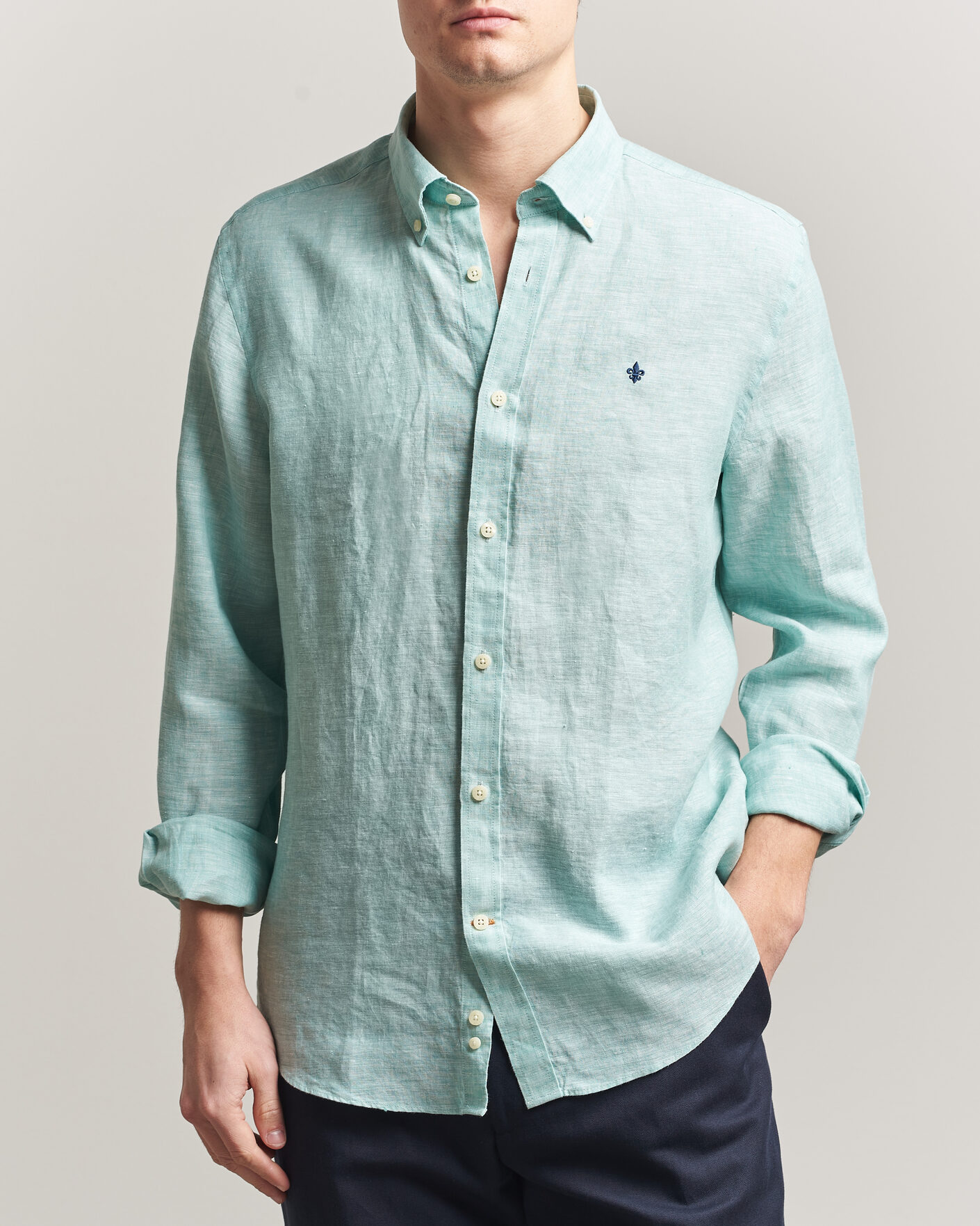 Herren | Hemden | Morris | Douglas Button Down Linen Shirt Green