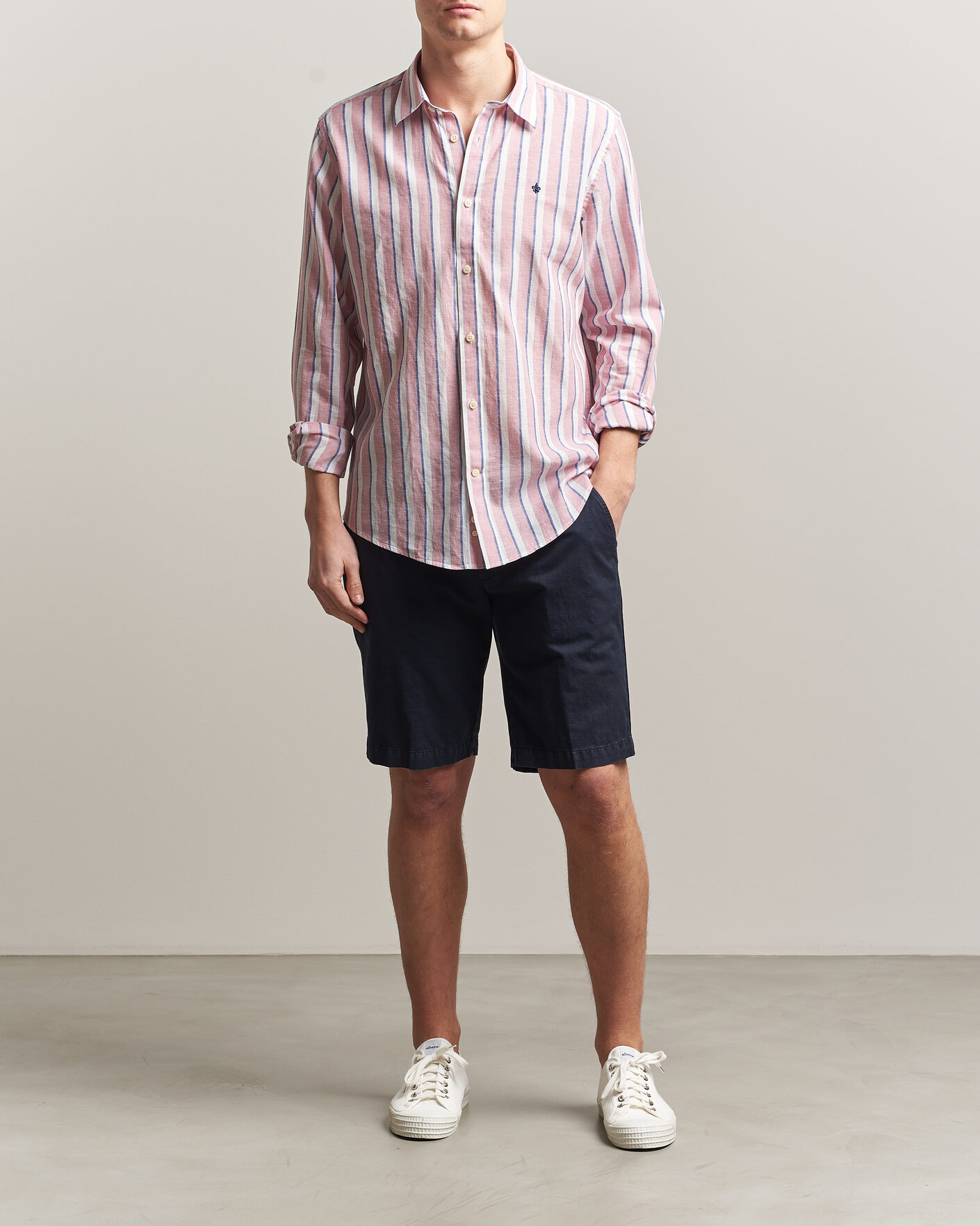 Herren | Hemden | Morris | Douglas Linen Striped Shirt Red/White