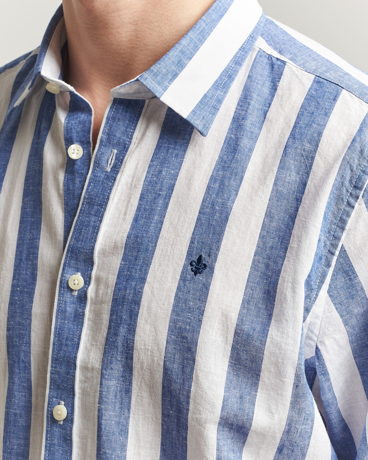 Herren | Hemden | Morris | Douglas Linen Striped Shirt Blue/White