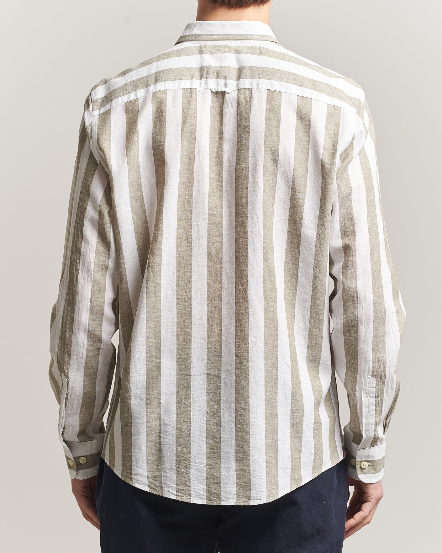 Herren | Hemden | Morris | Douglas Linen Striped Shirt Green/White