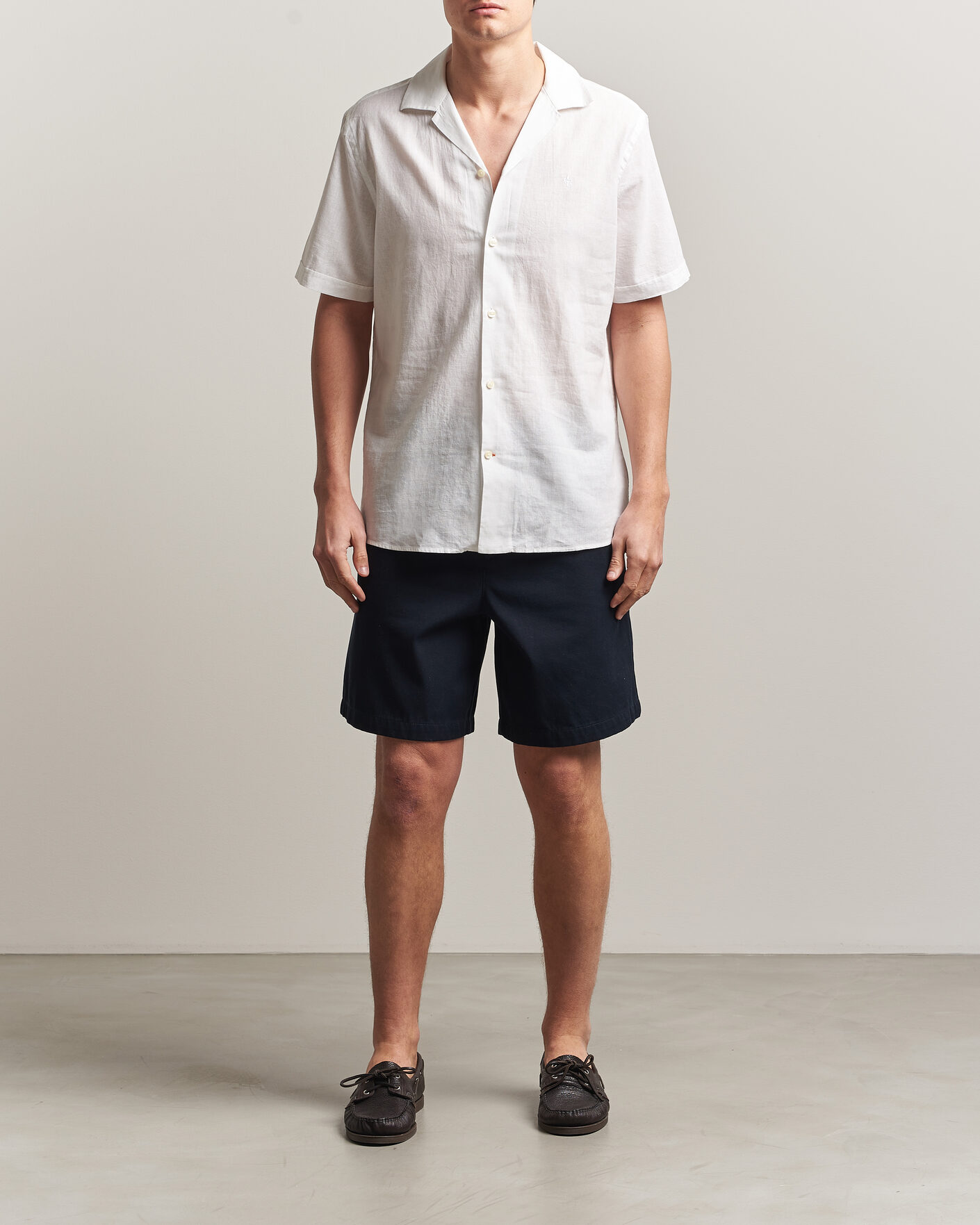 Herren | Hemden | Morris | Resort Short Sleeve Linen Shirt White